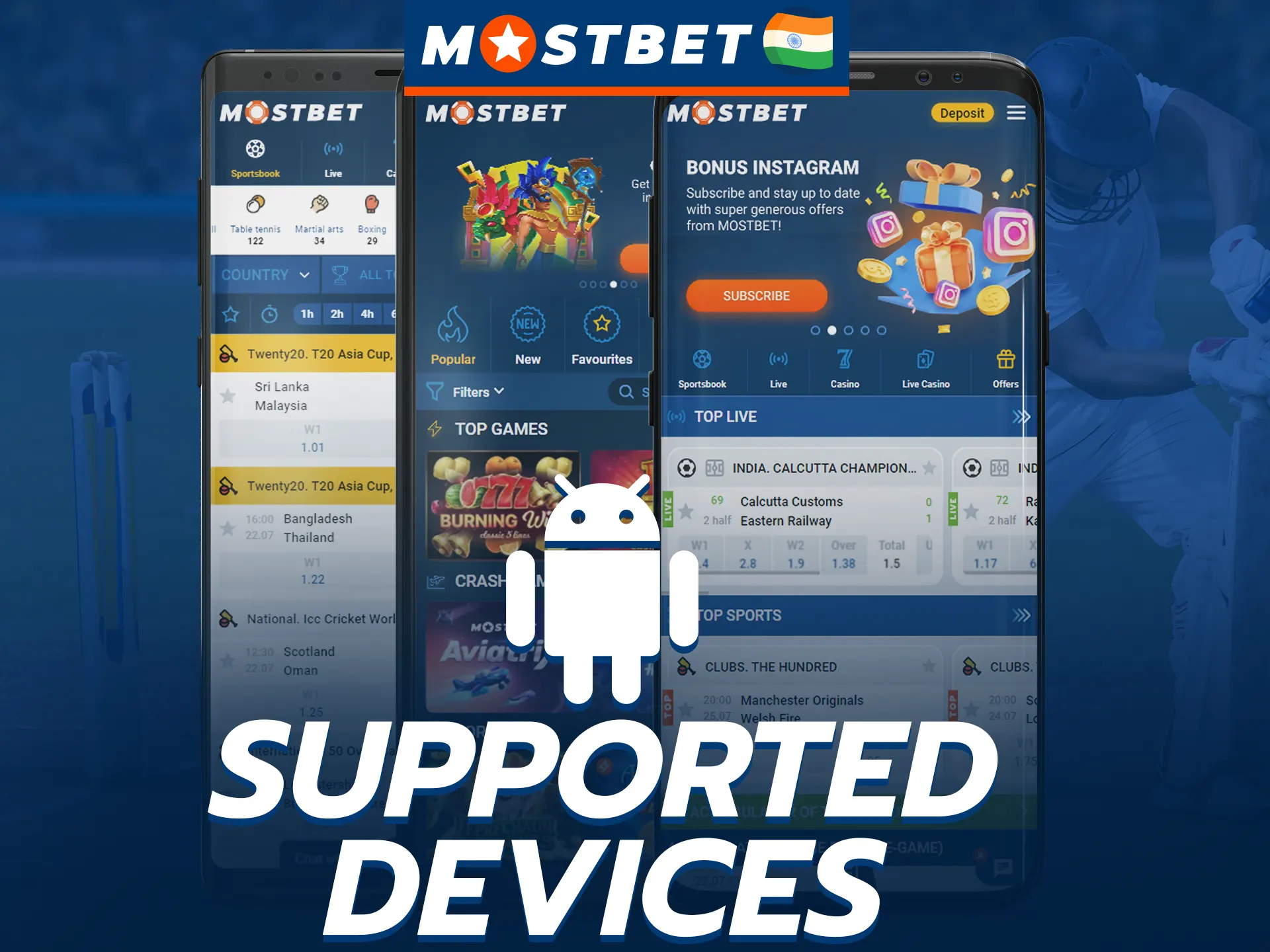 The Mostbet mobile app supports a wide range of Android mobile devices.