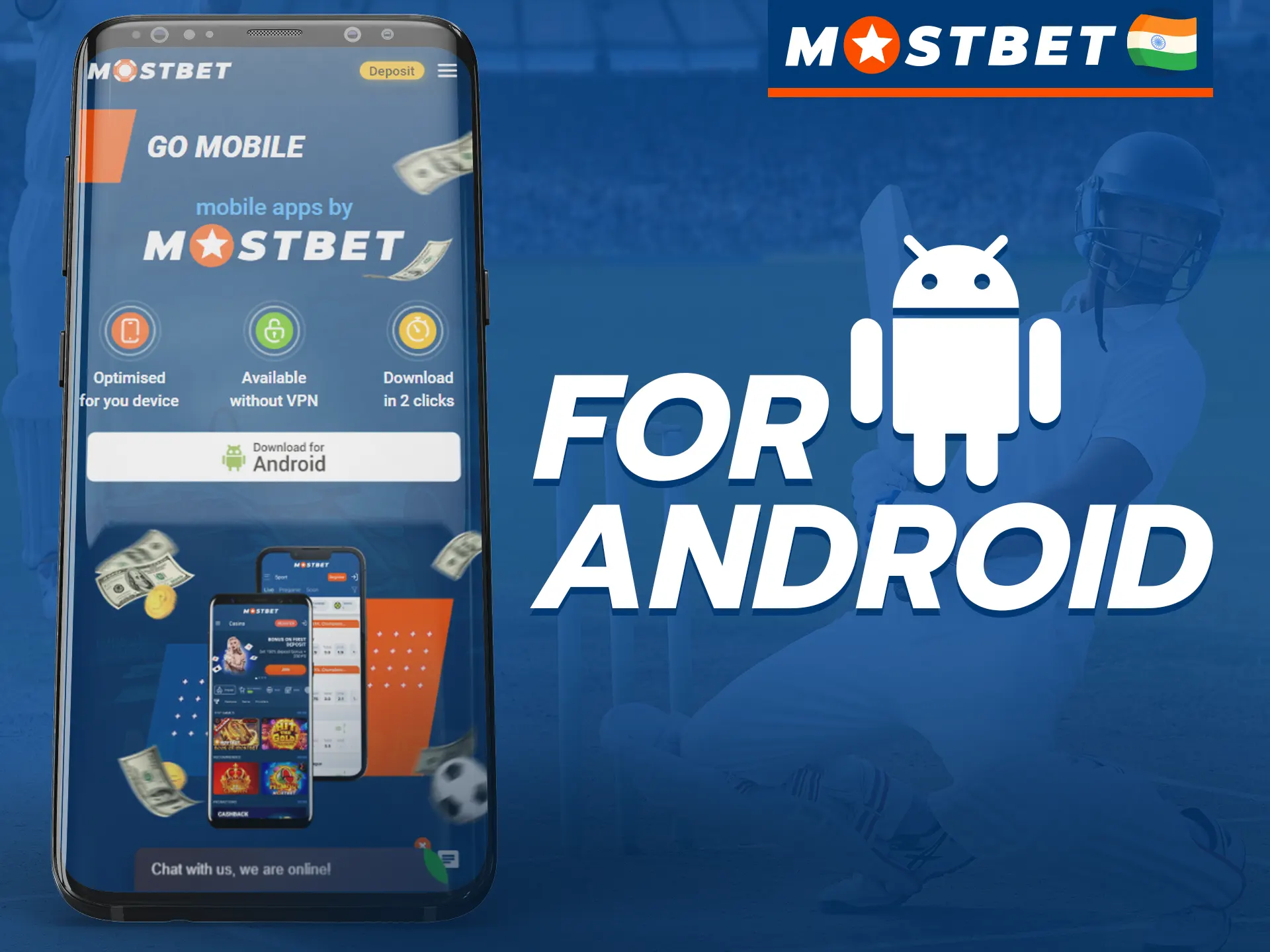 Download the latest version of the Mostbet mobile app for Android.