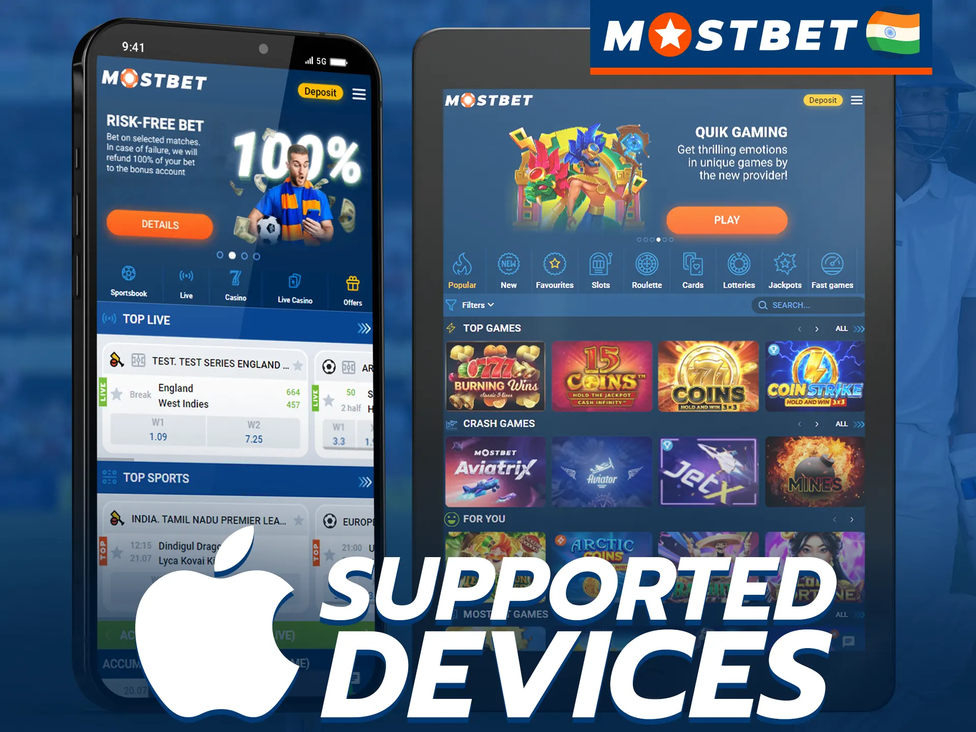 Mostbet supports various iOS devices to download the mobile app.