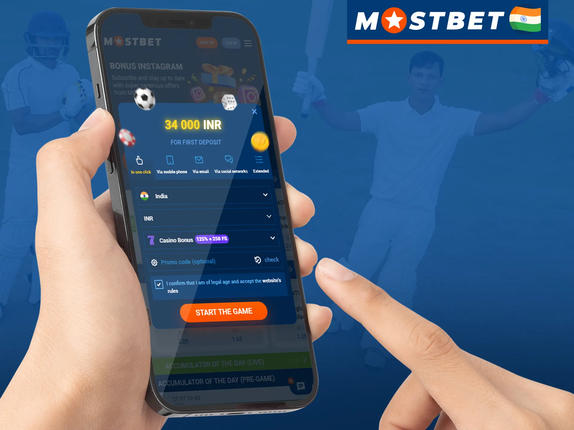 Register directly in the Mostbet mobile app.