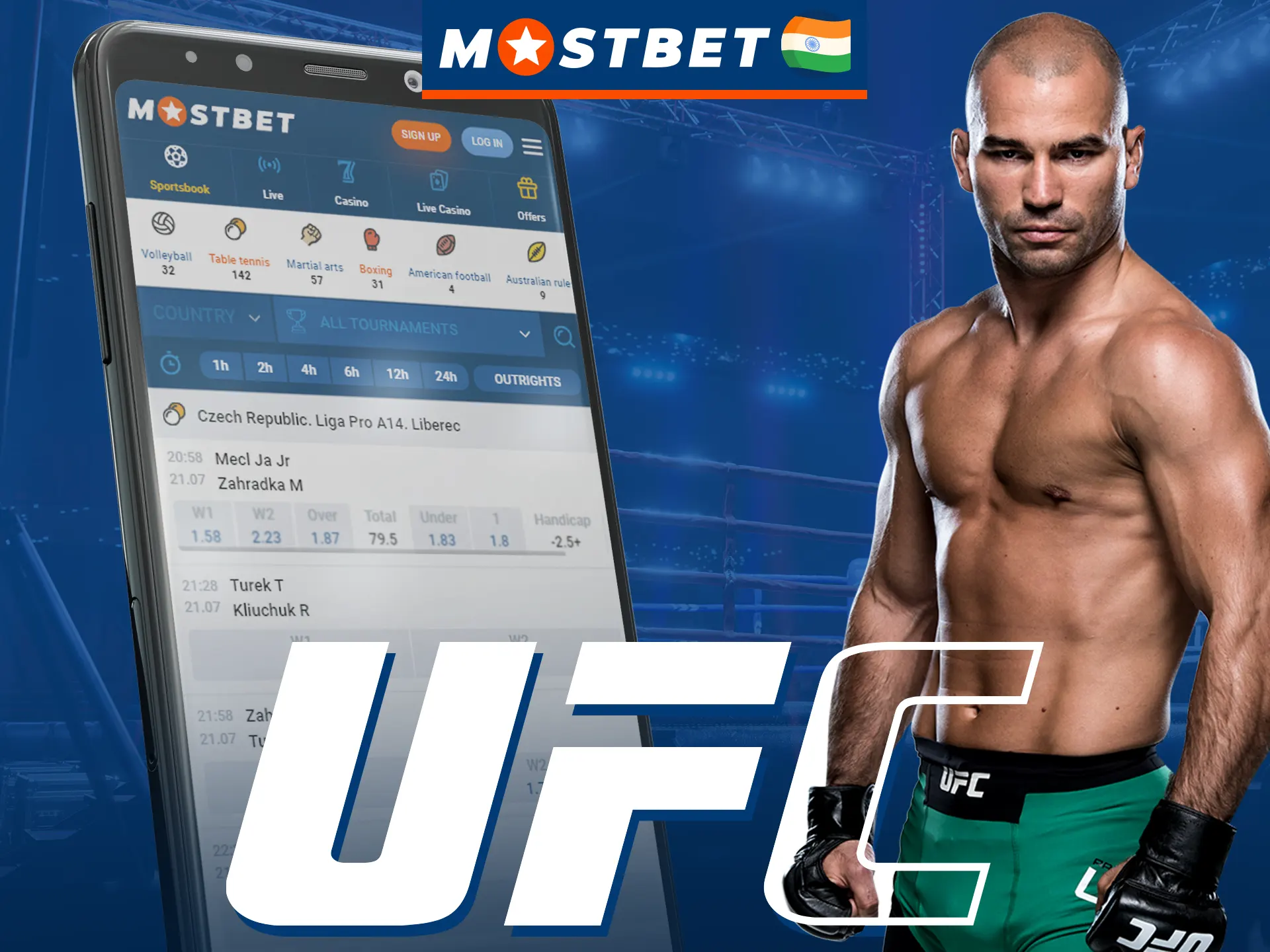 The Mostbet mobile app has a variety of UFC events that you can bet on.