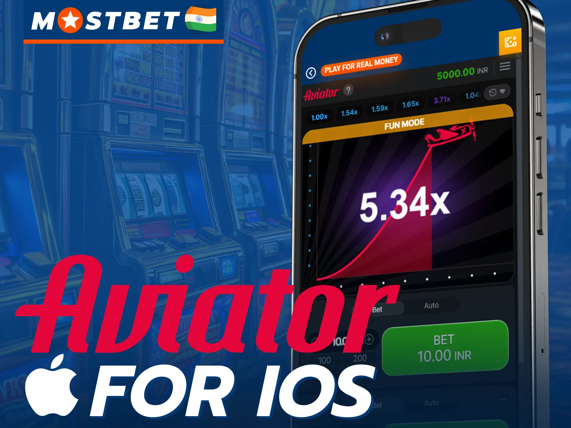 Download the Mostbet mobile app for iOS and start playing Aviator.