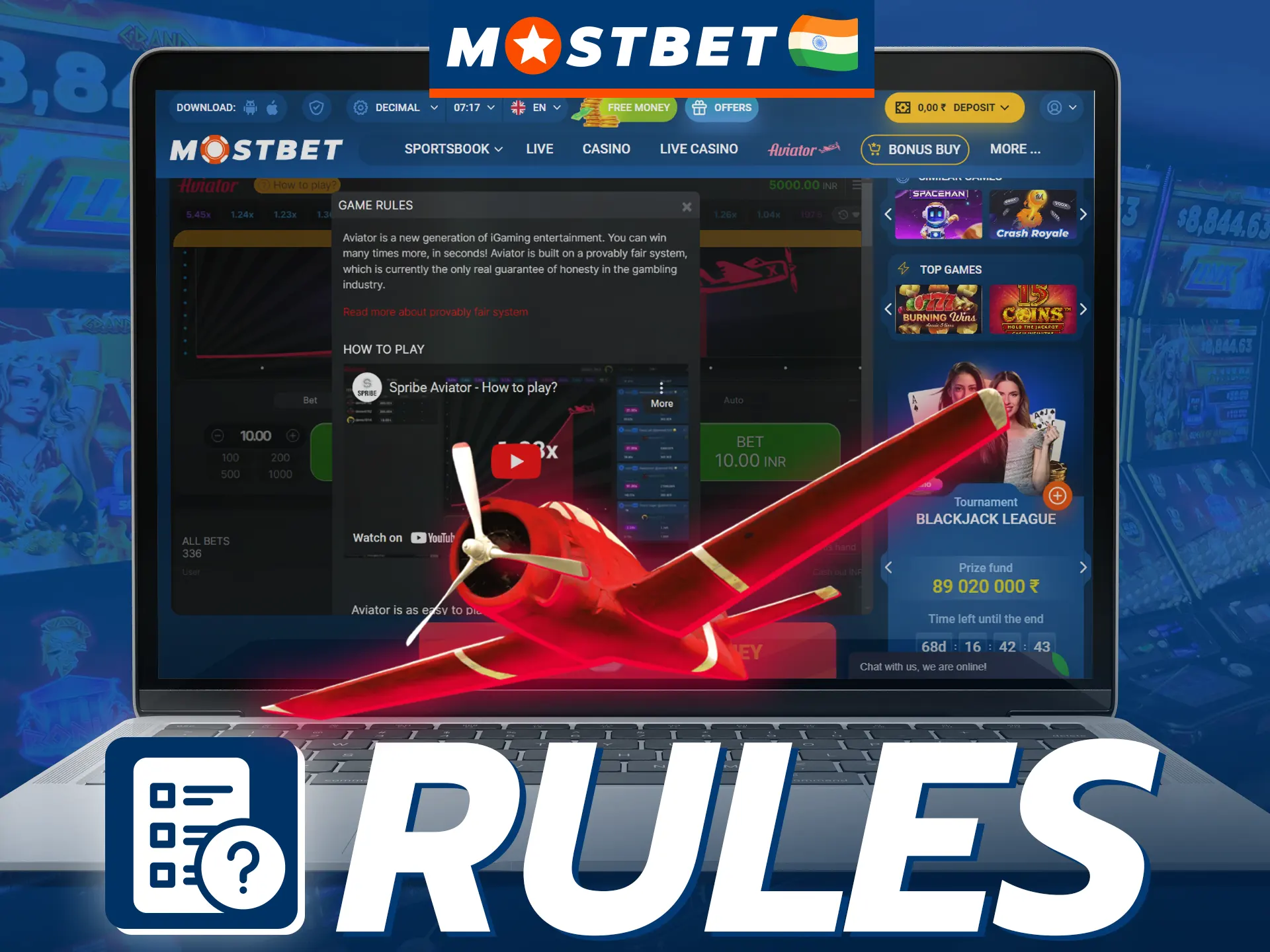 Before playing Aviator on Mostbet, study its rules.