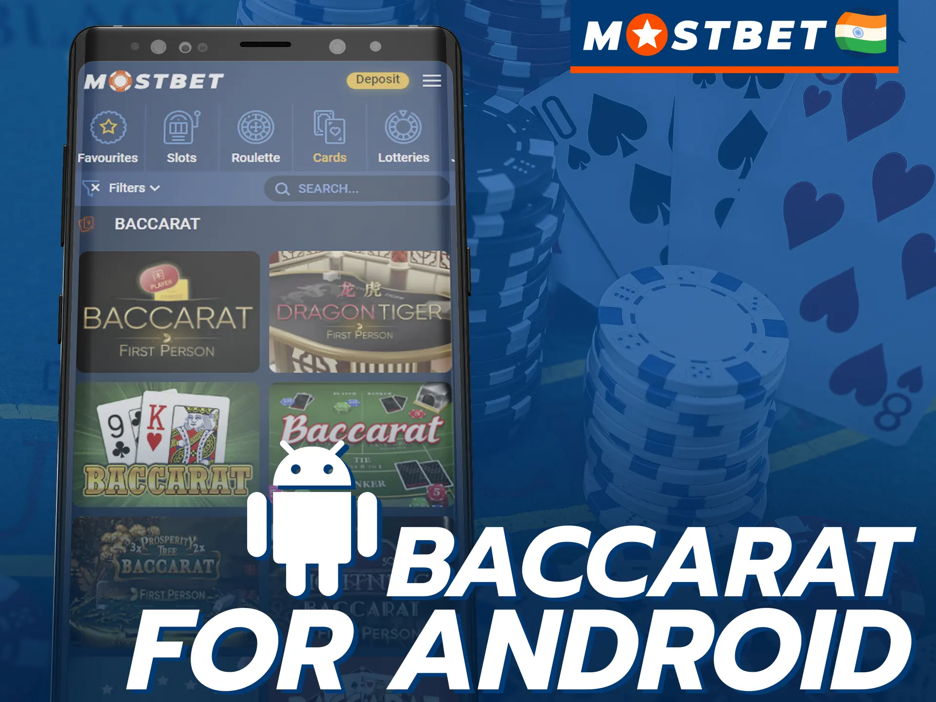 Play baccarat directly on your phone using the Mostbet mobile app.