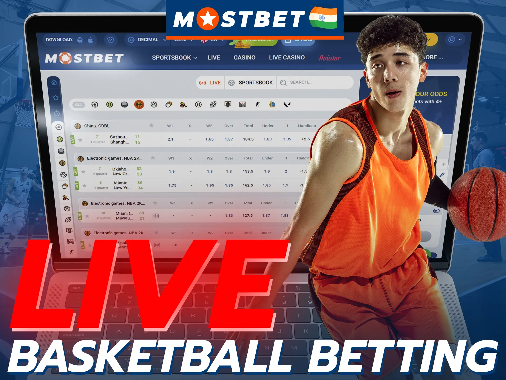 Betting on basketball in real time with Mostbet is even more interesting.