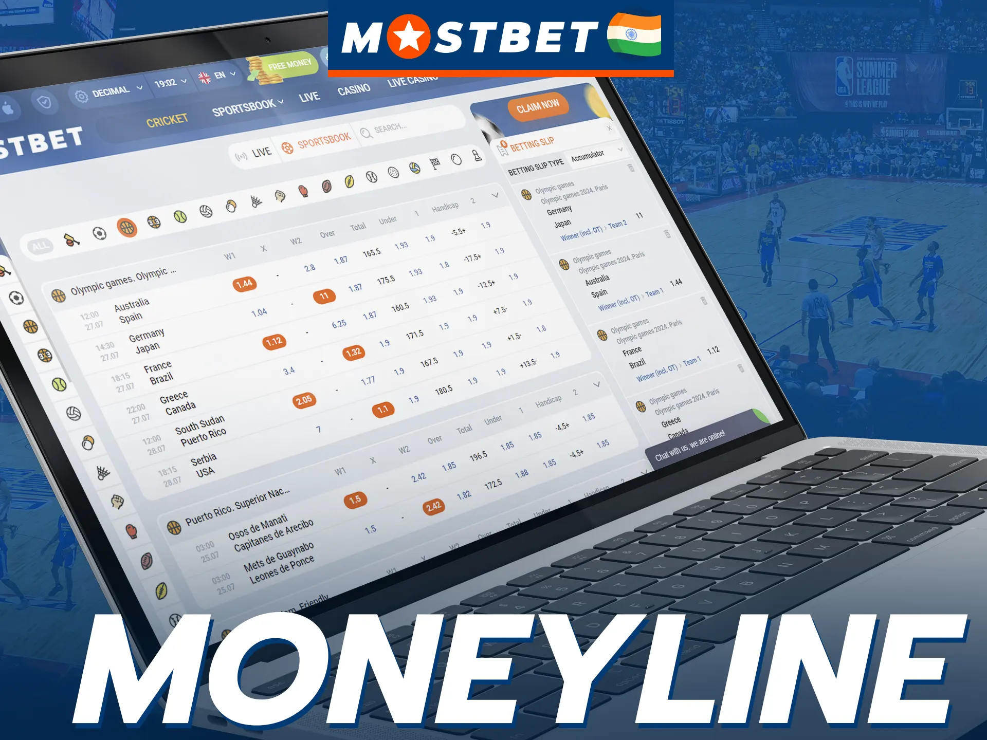 Place a bet on which basketball team will win the game at Mostbet.