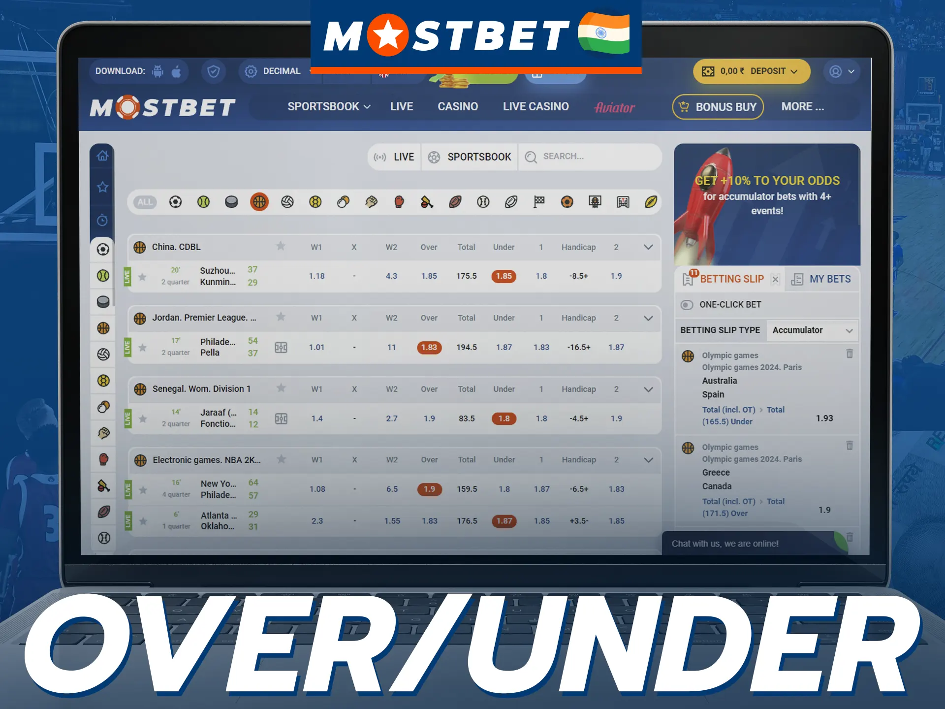 Try placing Over Under bets on basketball at Mostbet.