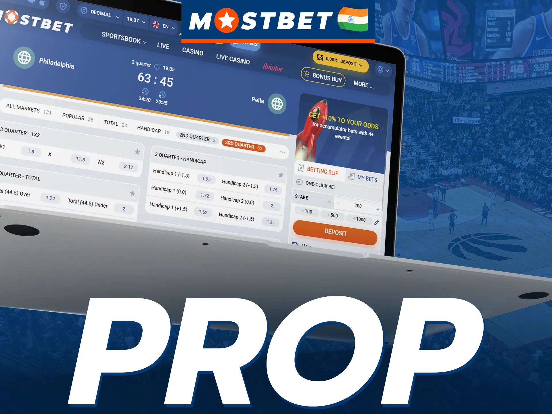 Place a Prop bet on basketball at Mostbet to win big.