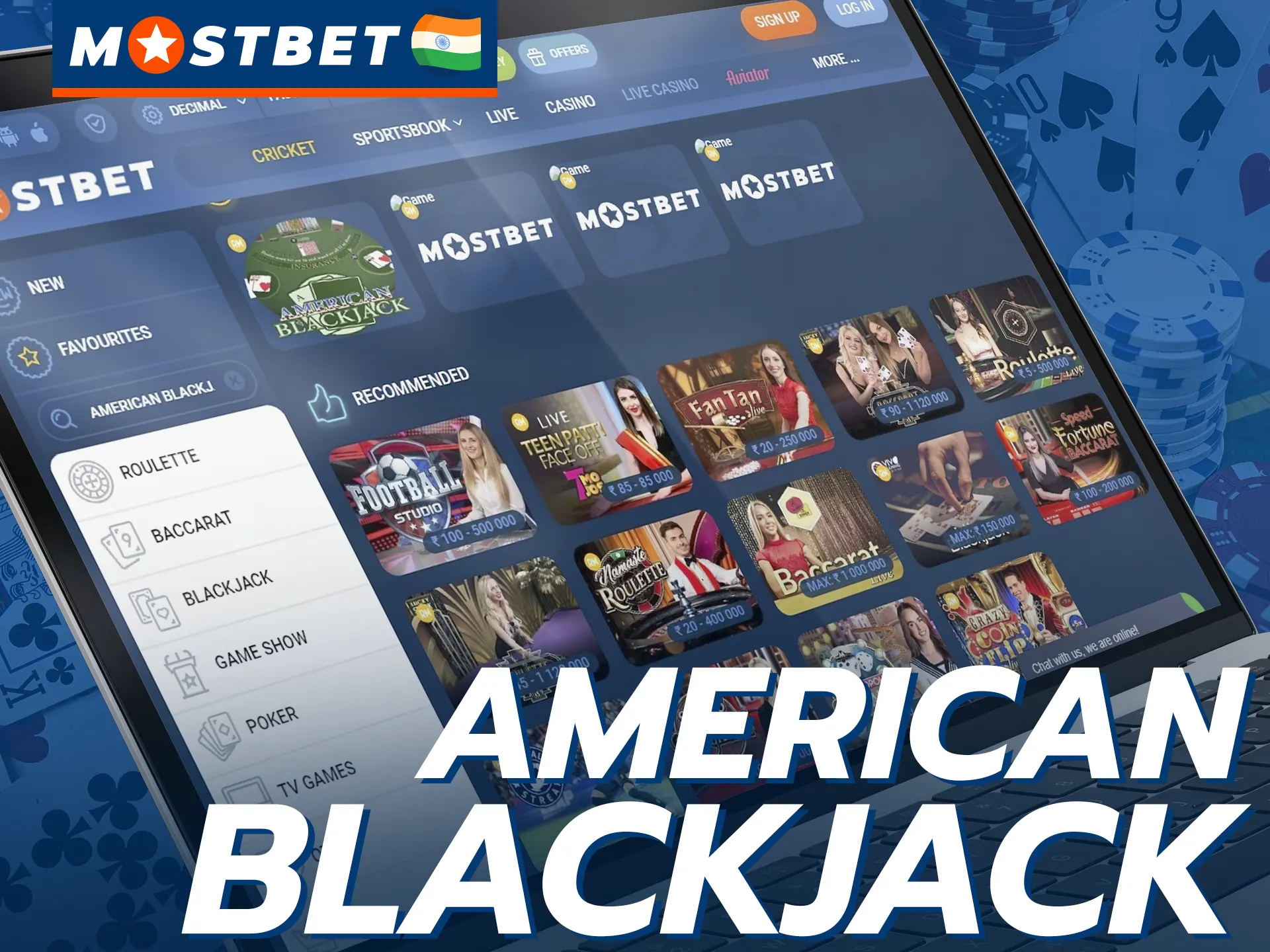 At Mostbet you can play American blackjack.