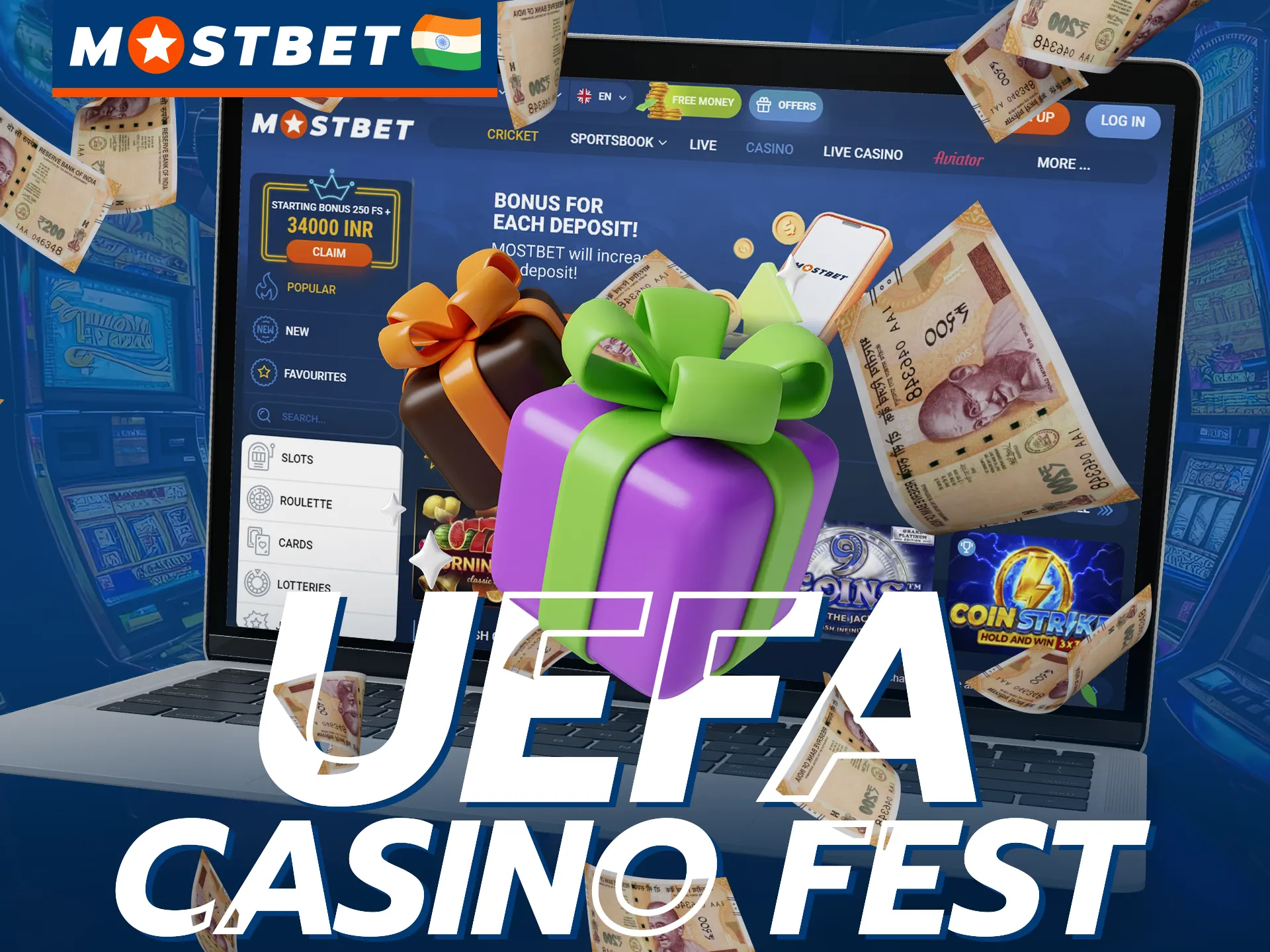 UEFA Casino Fest offers a selection of the best slots on Mostbet in honor of the UEFA European Championship.