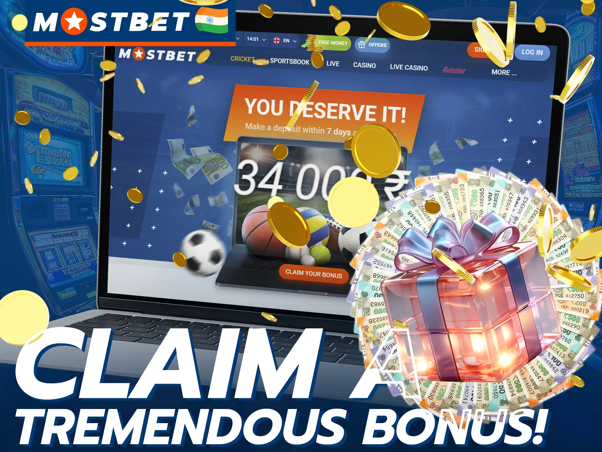 Get a huge bonus by making a deposit within 7 days at Mostbet.