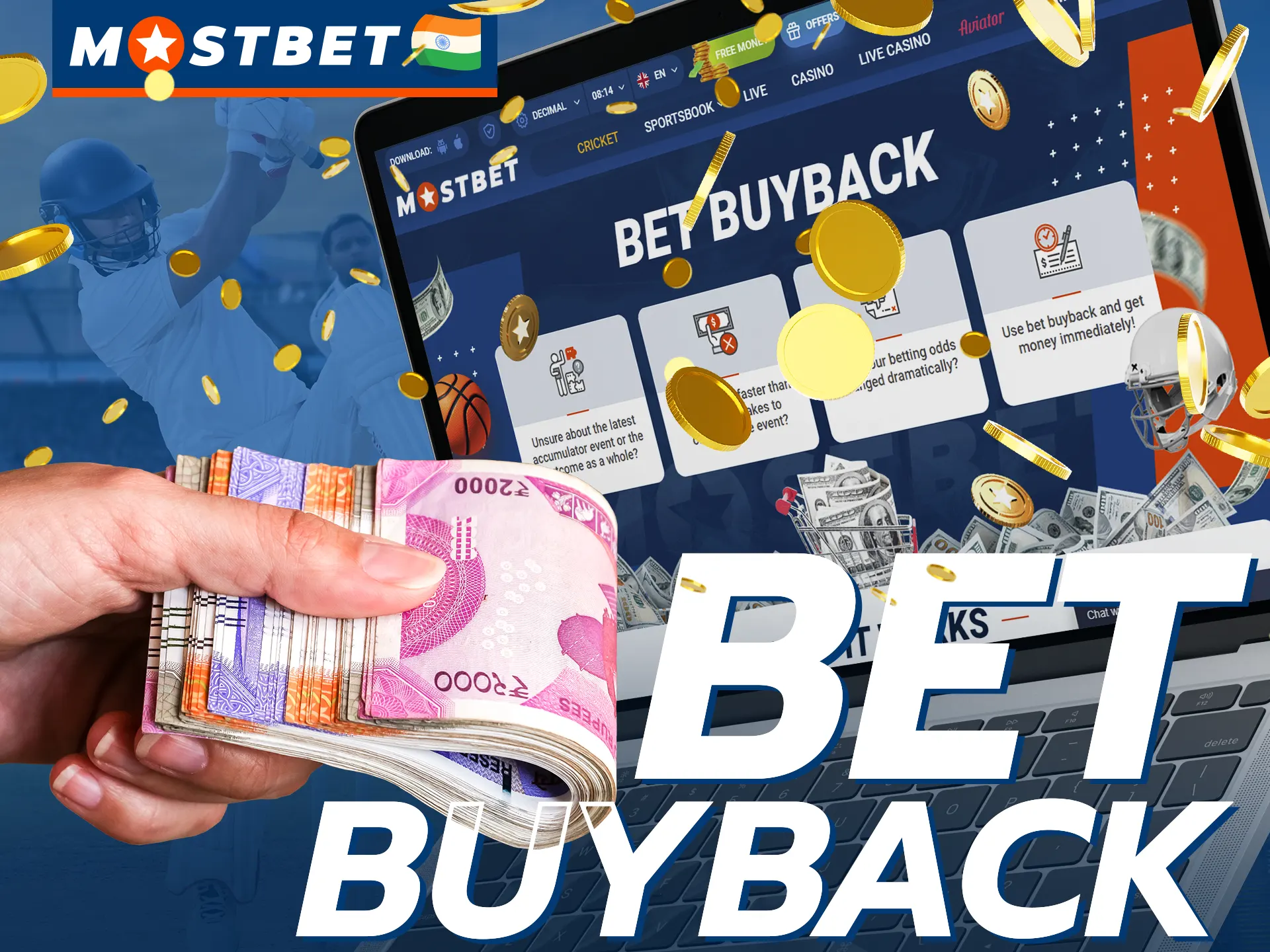 Get the Bet Buyback bonus at Mostbet and settle your single bets and multiple bets in advance.