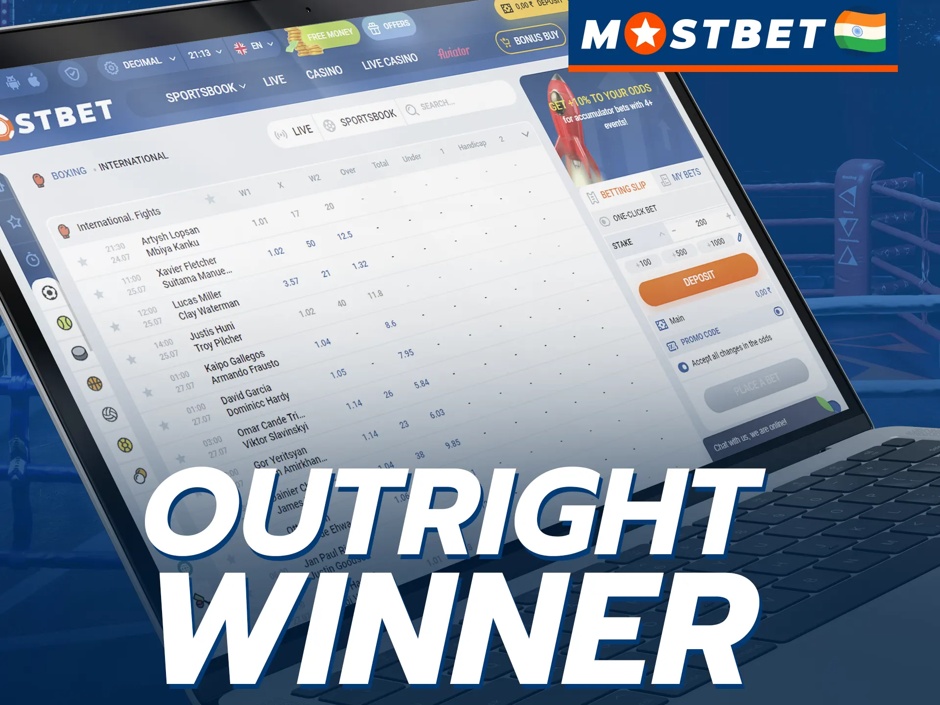 Choose which boxer will win the match on Mostbet.