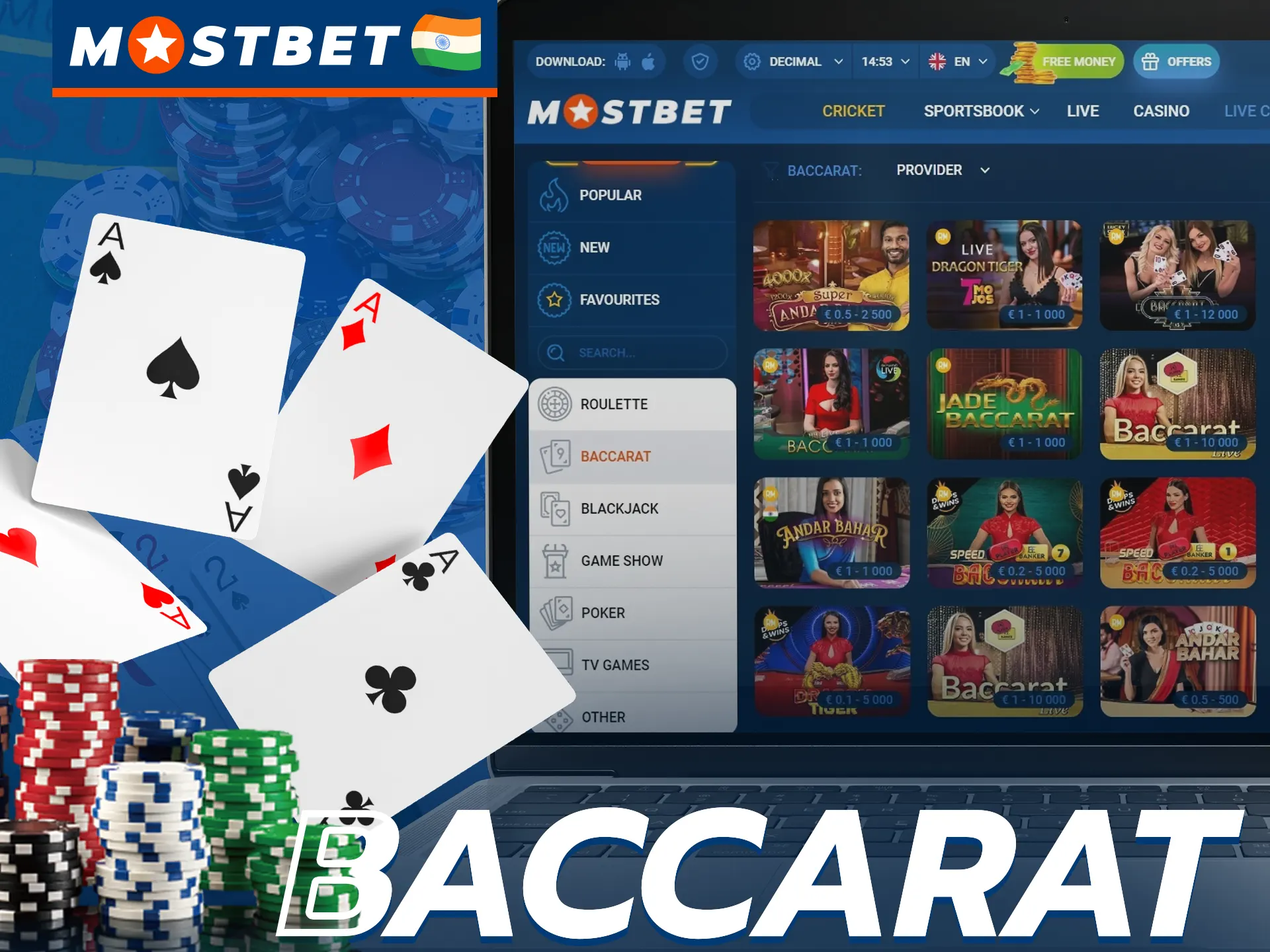 Play baccarat at Mostbet and win big.