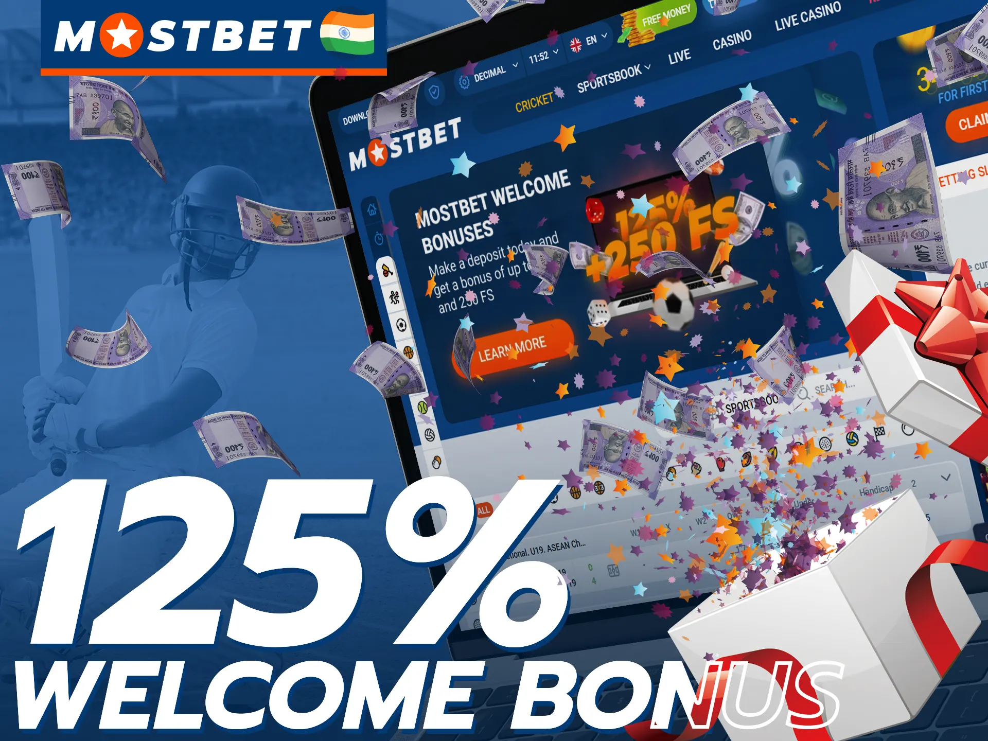 Claim your cricket betting welcome bonus at Mostbet.