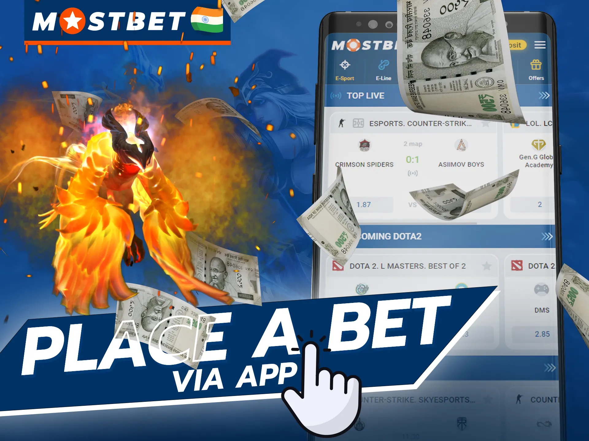 You can easily place a bet on eSports in the Mostbet mobile app.