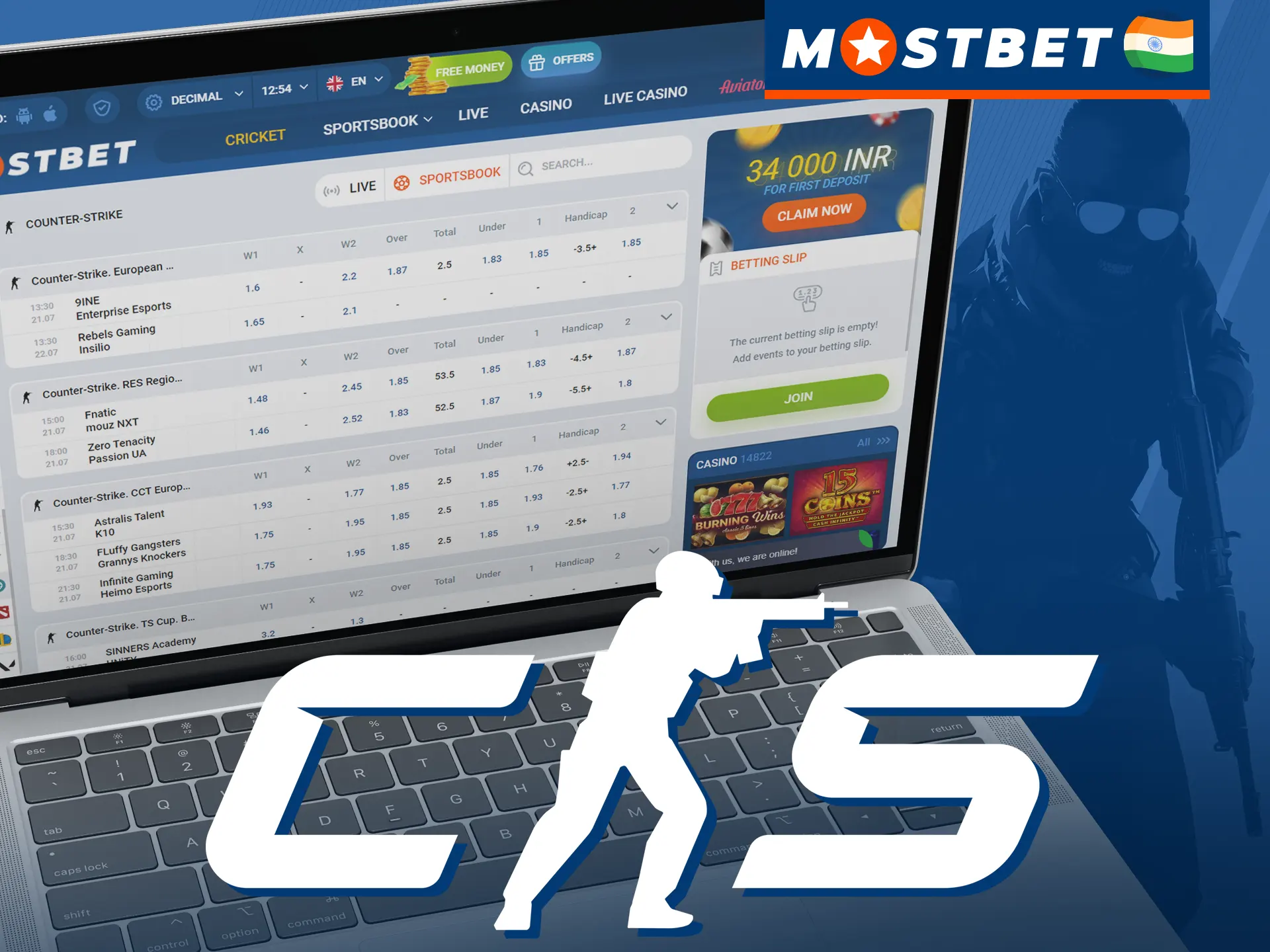 Place a bet on your favorite Counter Strike 2 esports team at Mosbet.