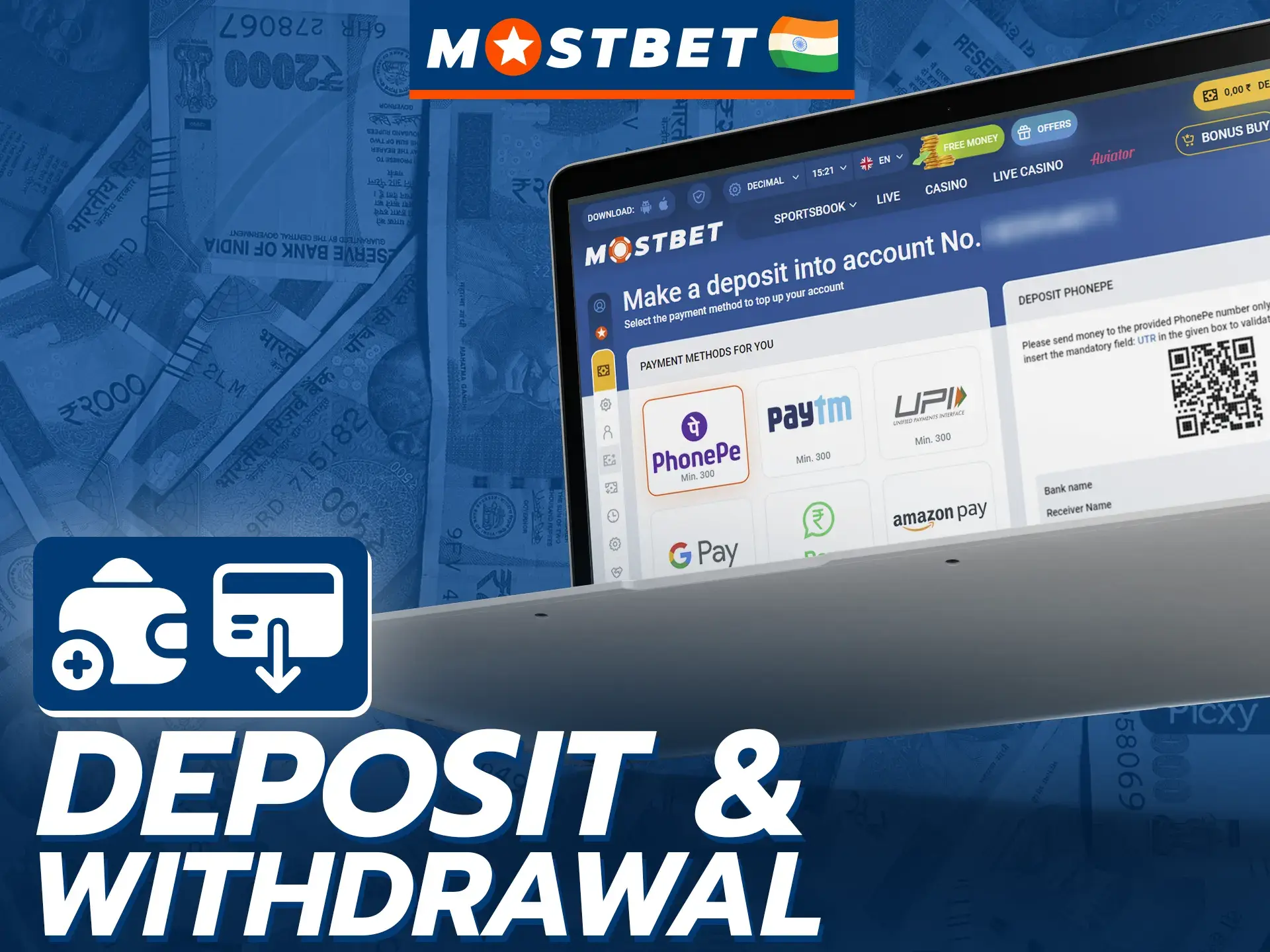 Deposit and withdraw your eSports betting funds at Mostbet using these methods.