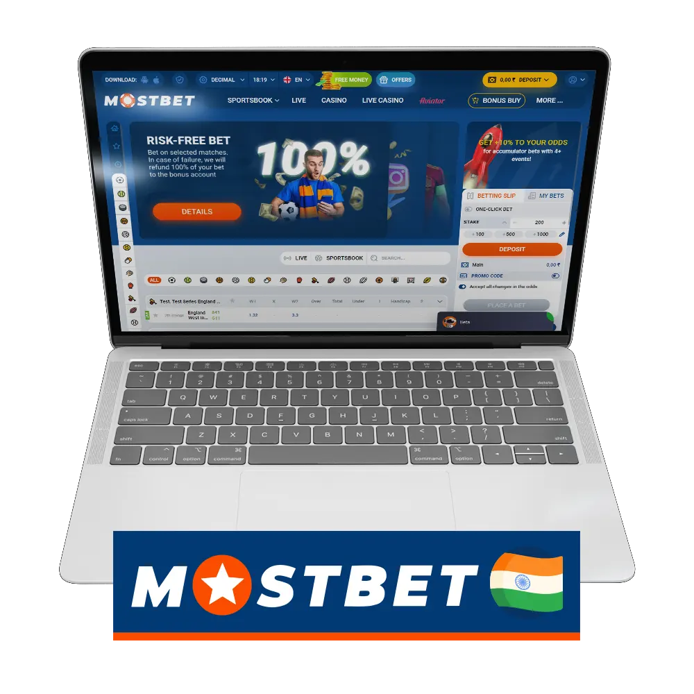 Place your bets and play in the casino with Mostbet.