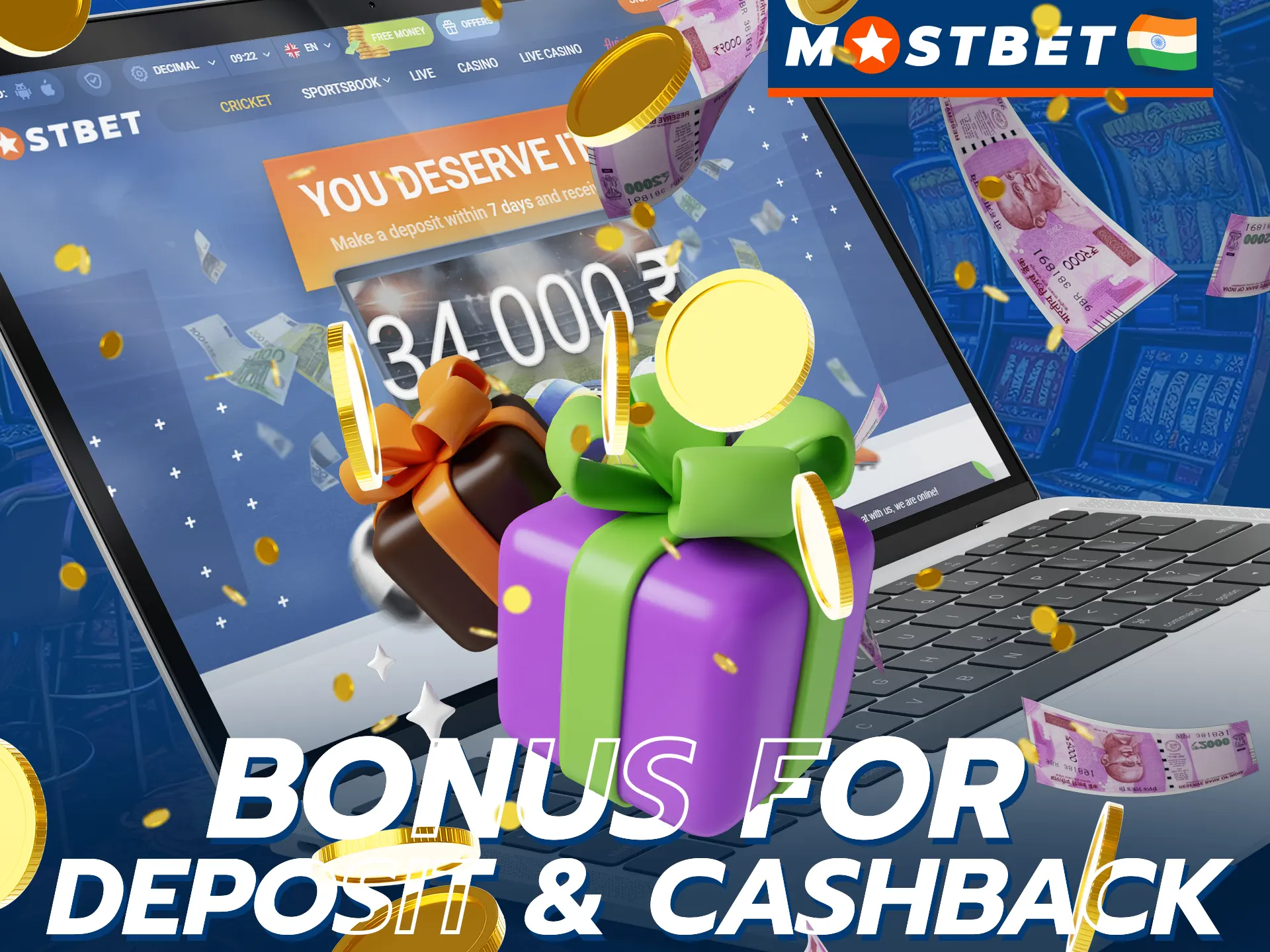 Mostbet offers a lucrative welcome bonus for Indian users that can be used while playing JetX.