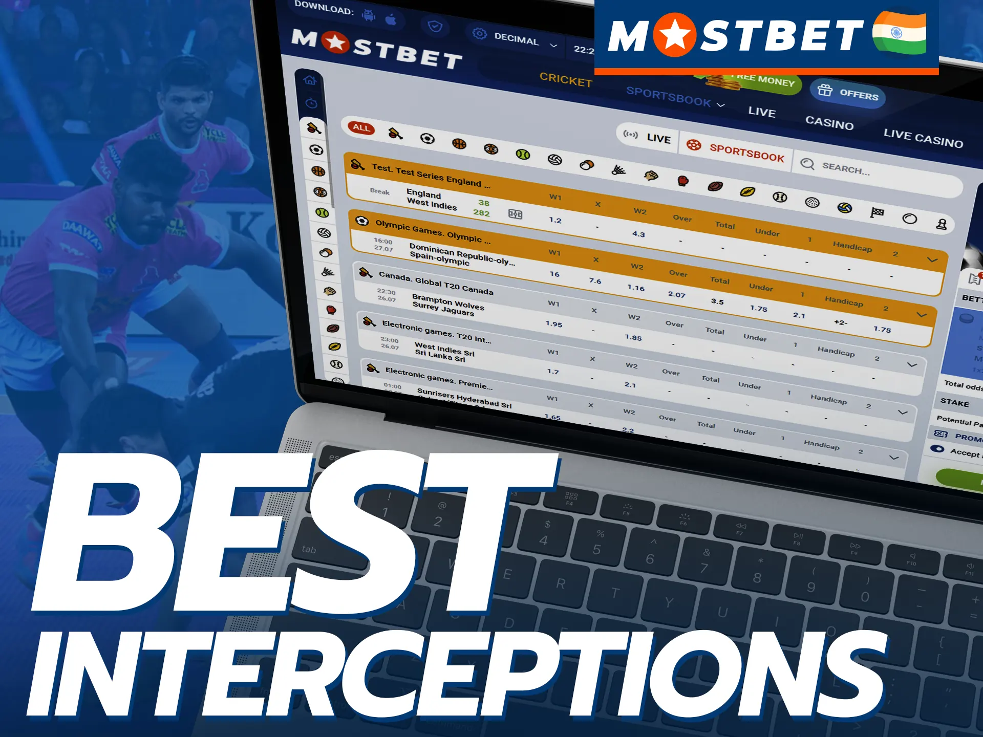 Place a bet on which player will make the most steals in a Kabaddi match at Mostbet.