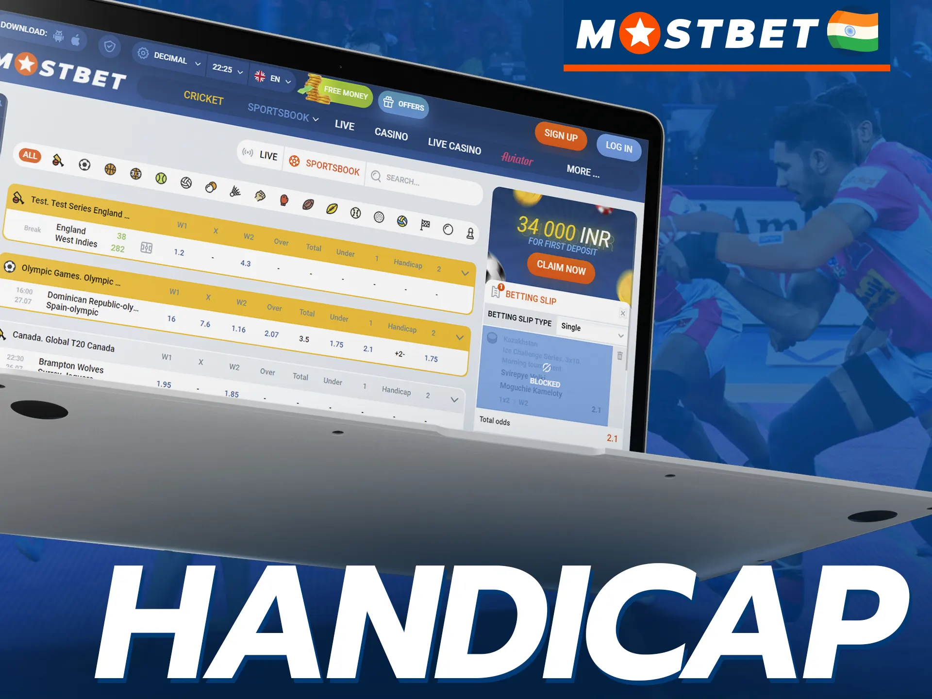 Try using a handicap type bet when betting on kabaddi at Mostbet.