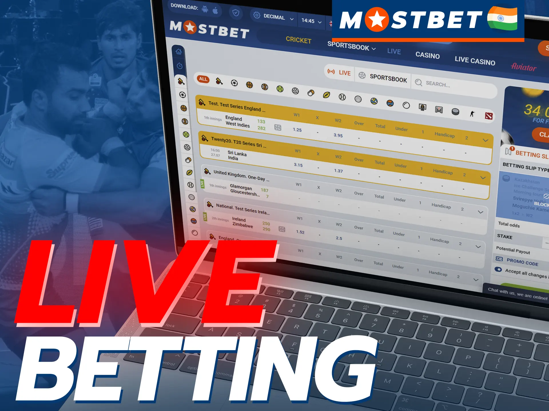 Bet on live kabaddi events at Mostbet.