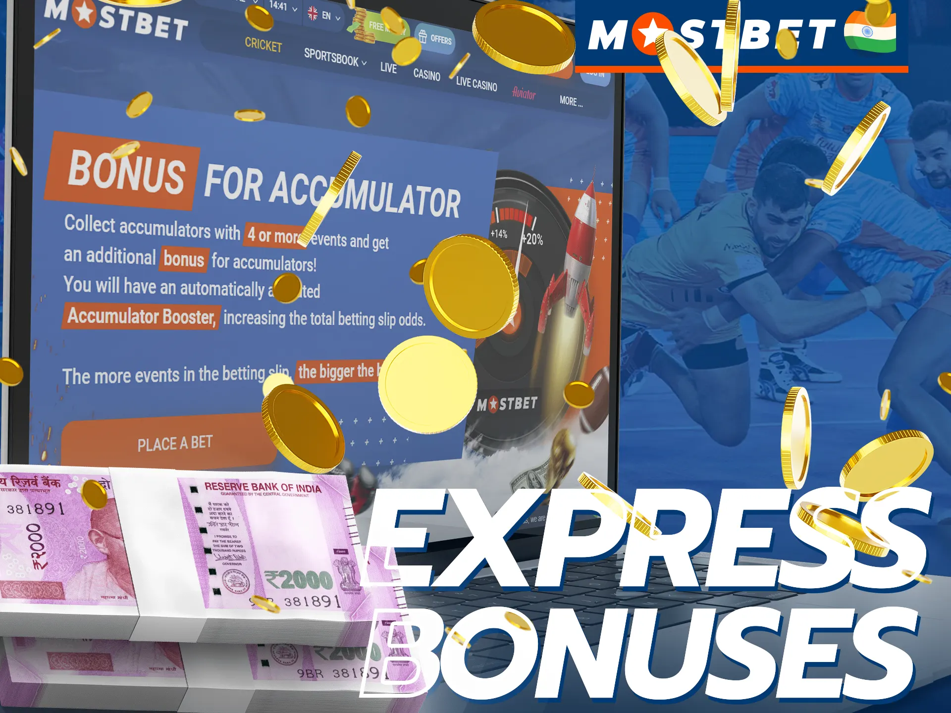 At Mostbet you can get express bonuses on kabaddi bets.