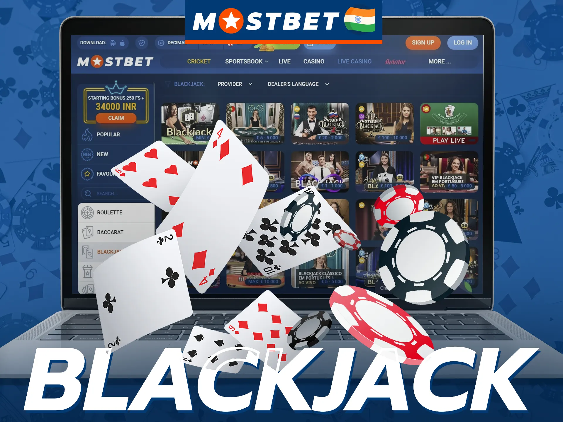 Play live blackjack at Mostbet and win big.