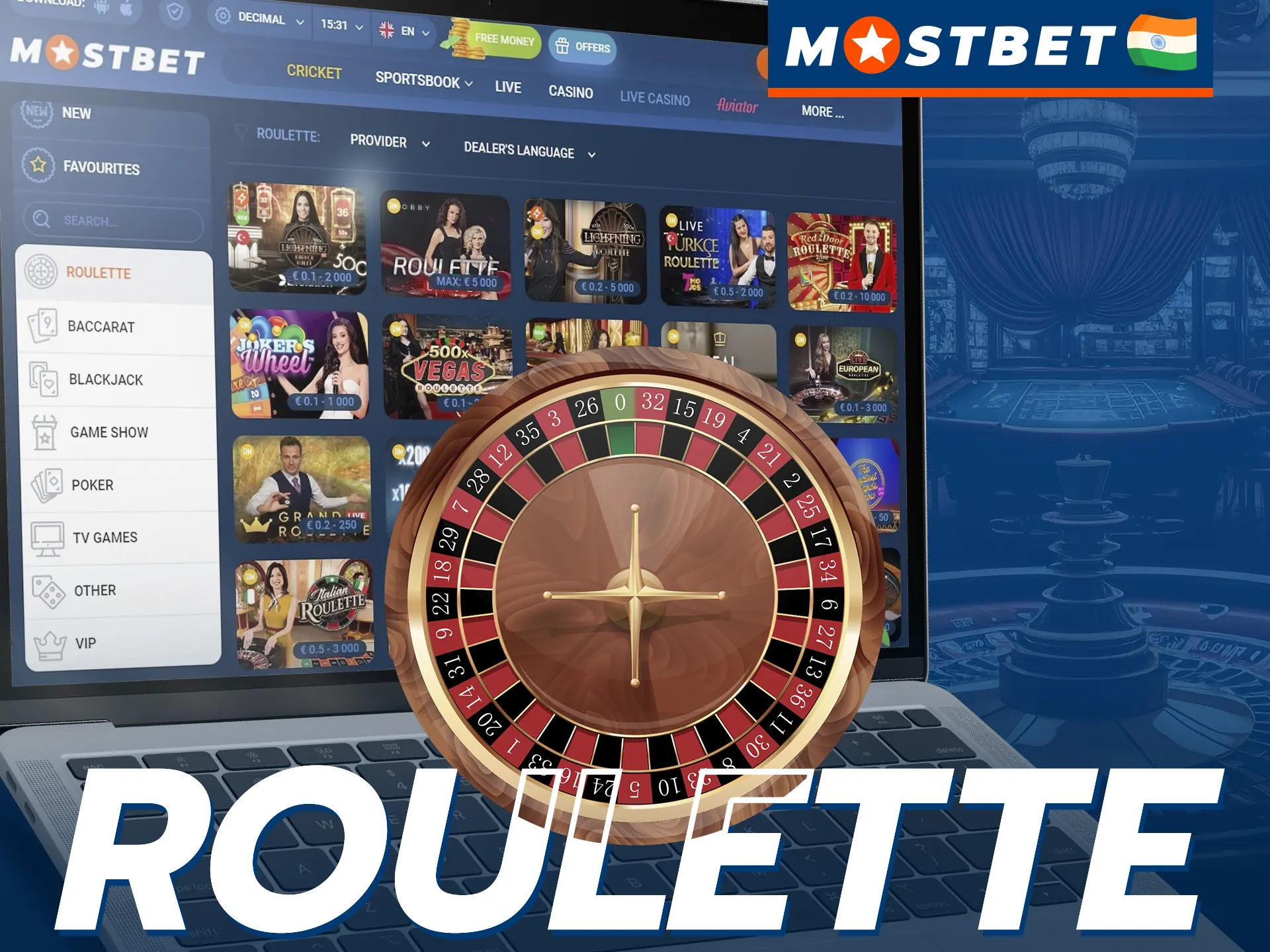 At Mostbet you will find many different live roulette games.