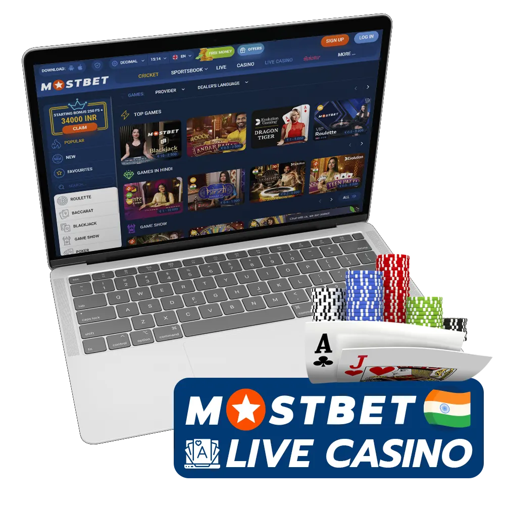 Mostbet offers a huge live casino section for Indian users.