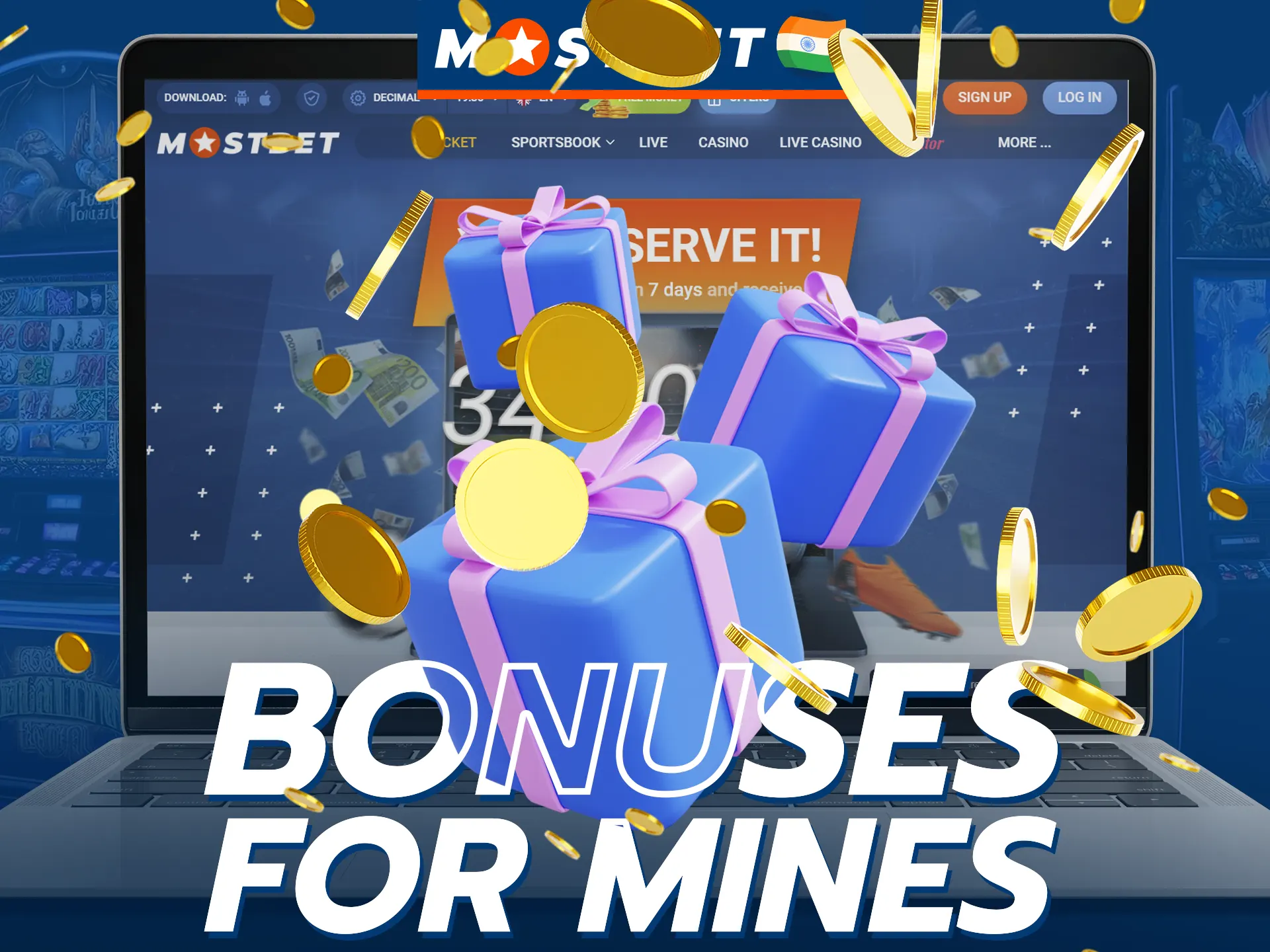 Mostbet is offering a generous Mines welcome bonus to new Indian players.