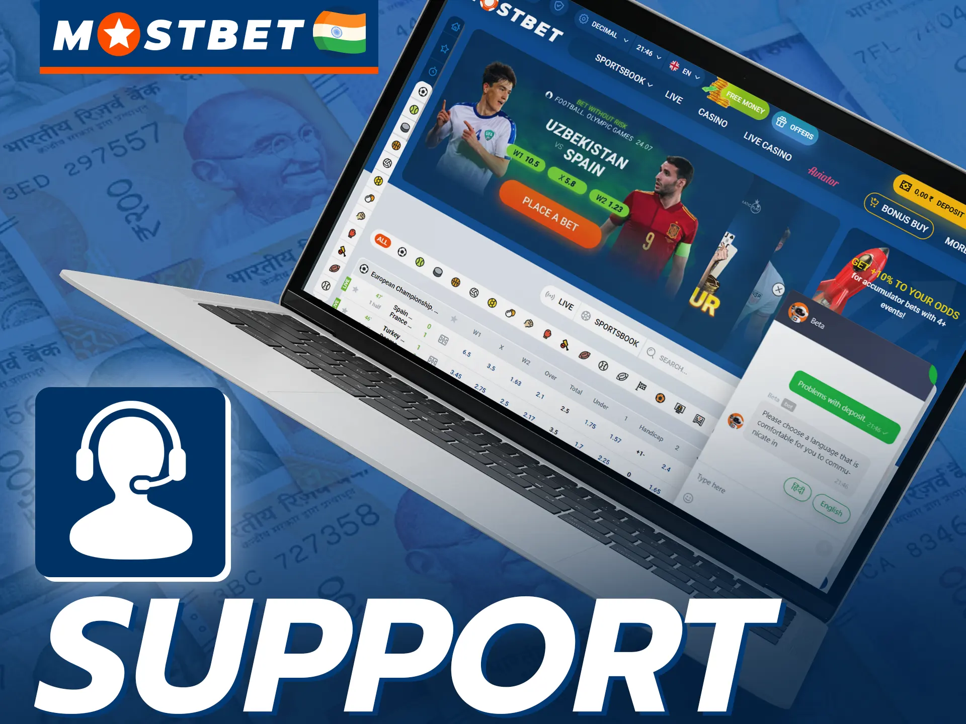 If you have difficulties replenishing or withdrawing money to Mostbet, contact support.