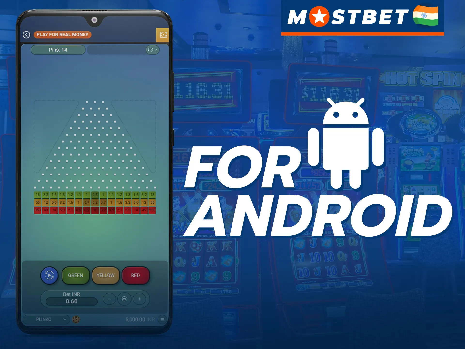 Download the Mostbet mobile app for Android and play Plinko.