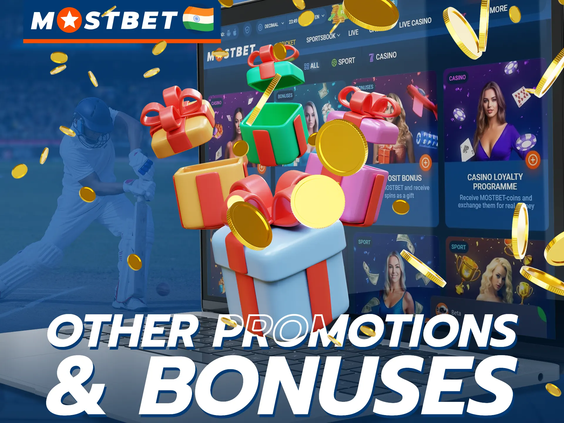 Mostbet offers not only a special promo code, but also many different sports and casino bonuses.