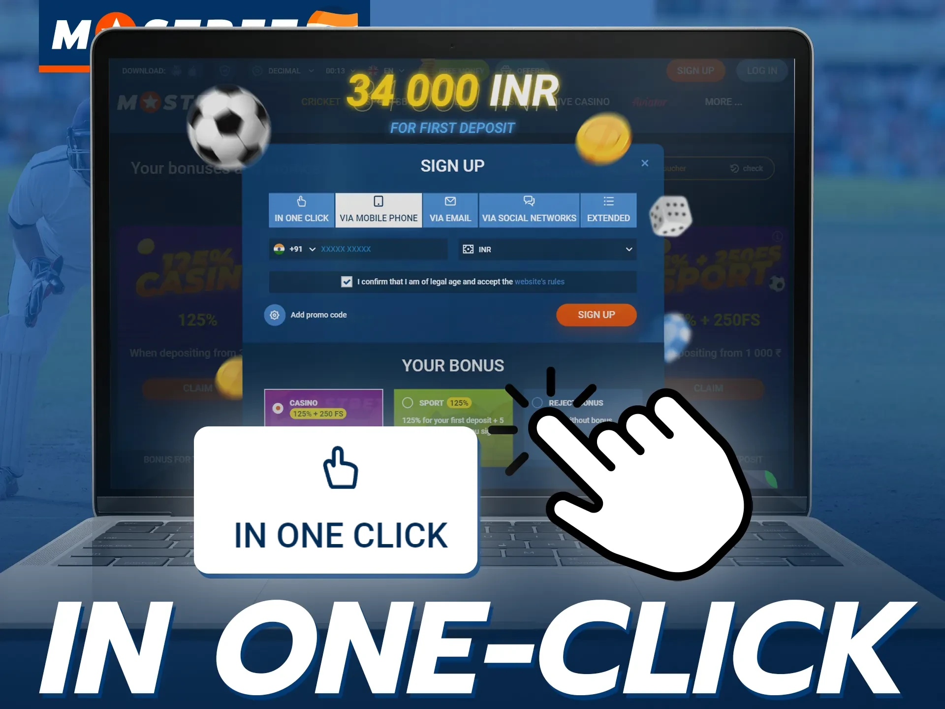 Register with Mostbet quickly in one click.