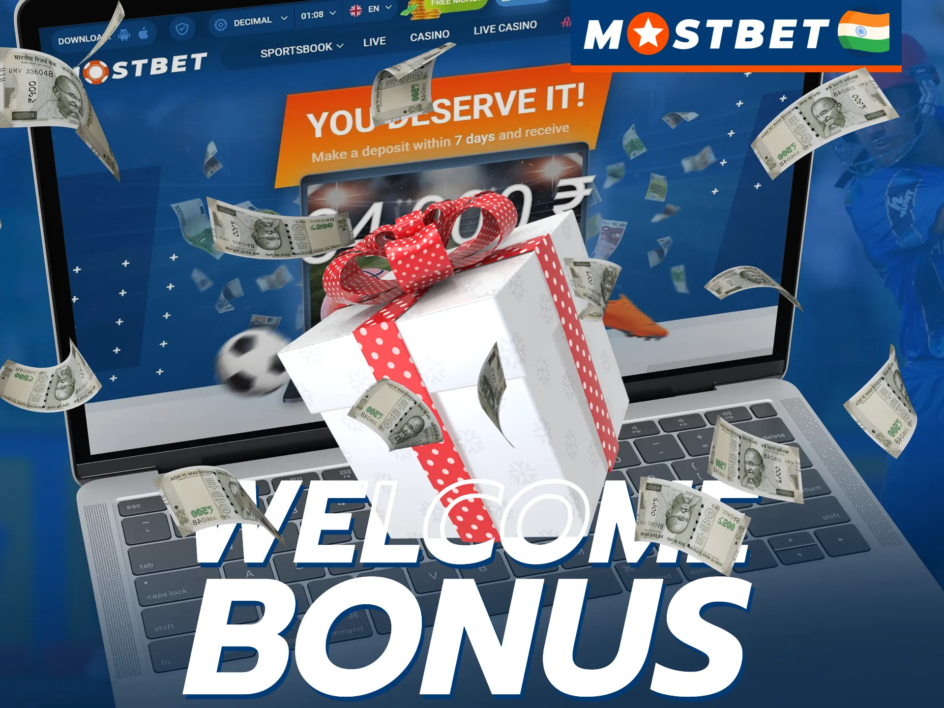 Get a lucrative sports or casino welcome bonus at Mostbet.