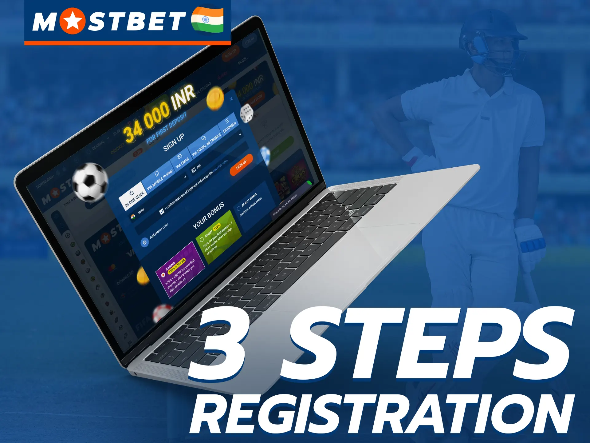 Register with Mostbet easily in 3 steps.