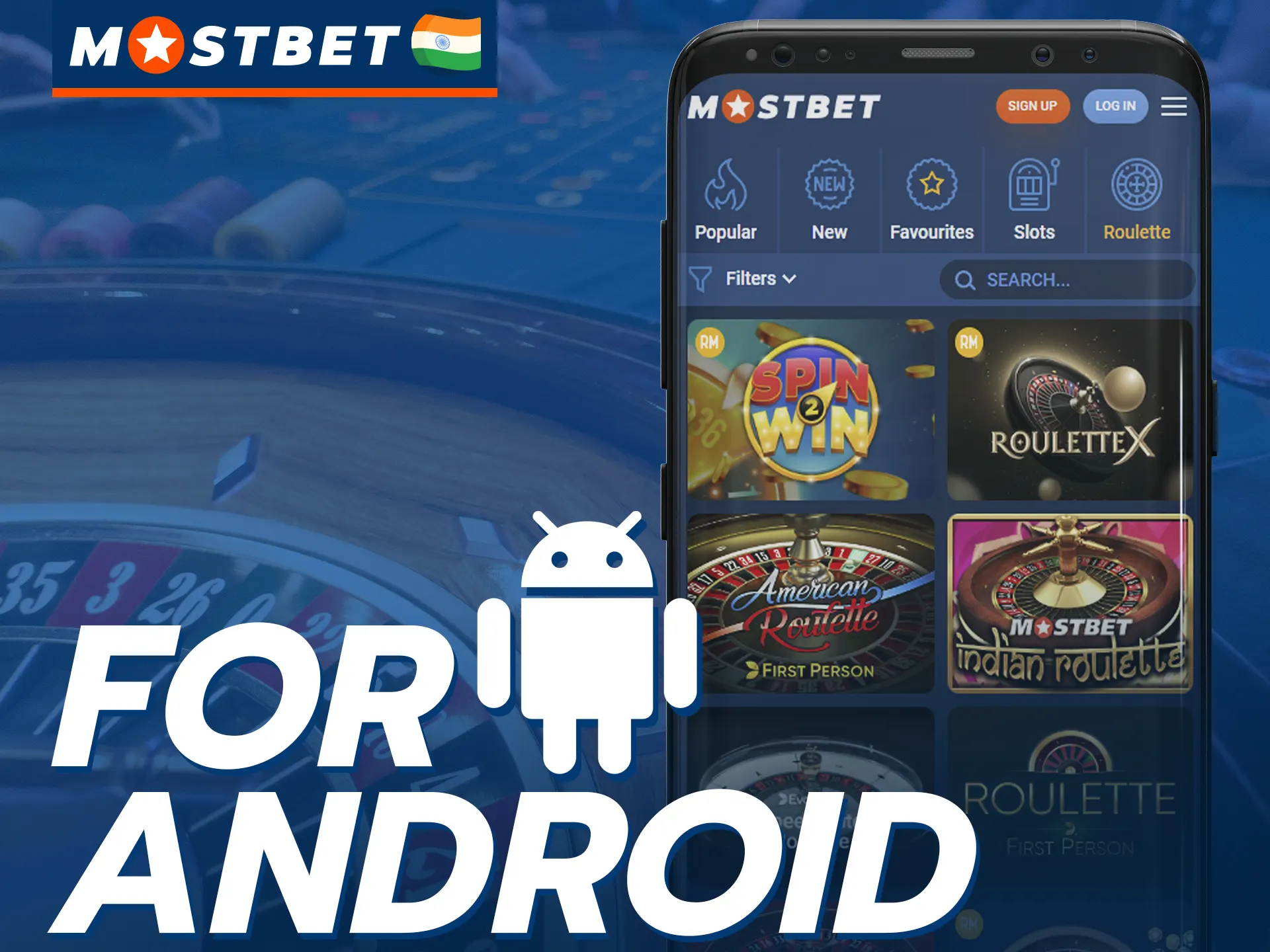 Play roulette in the Mostbet mobile app for Android.