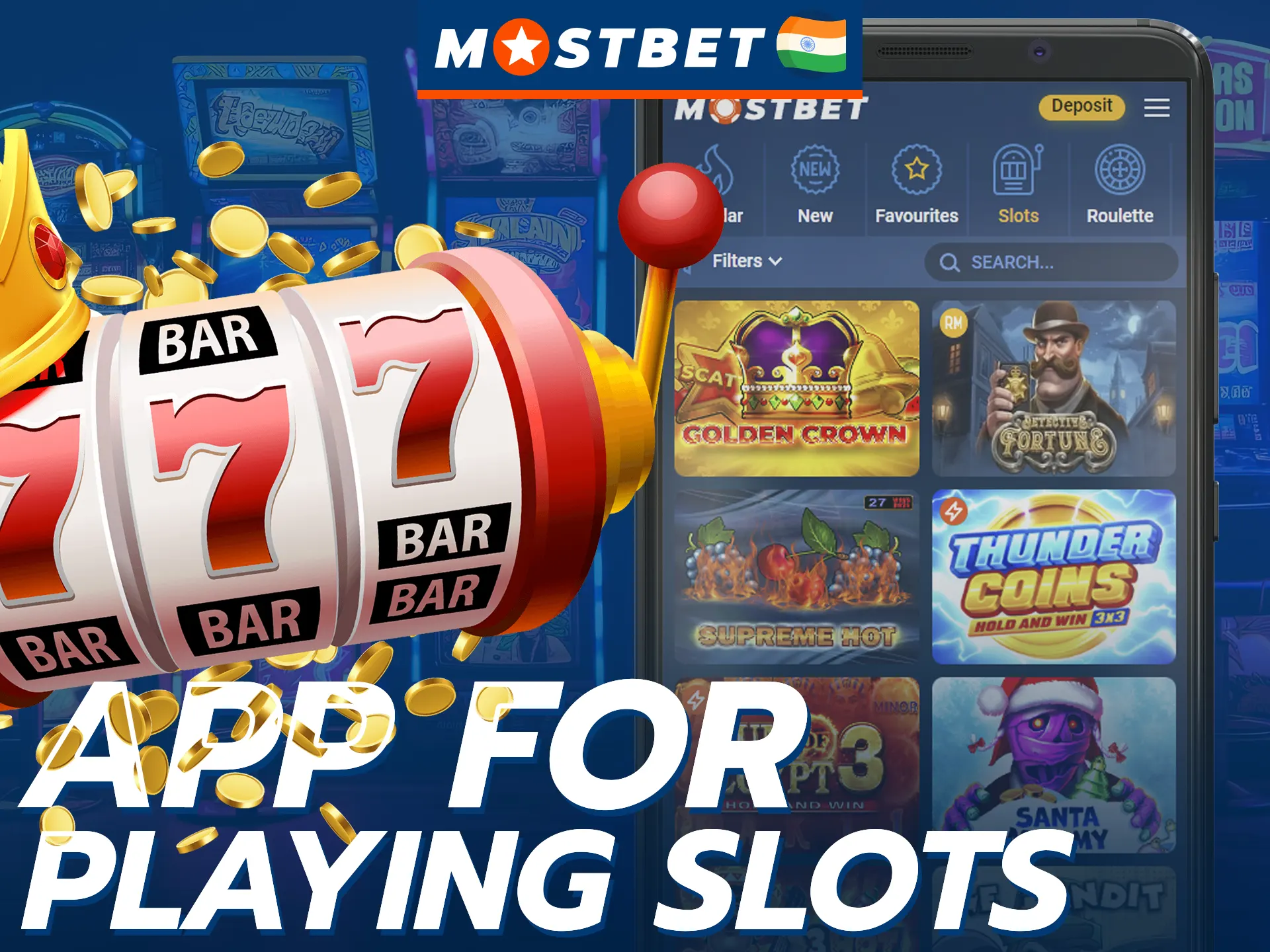 Download the Mostbet mobile app to play slots anywhere.