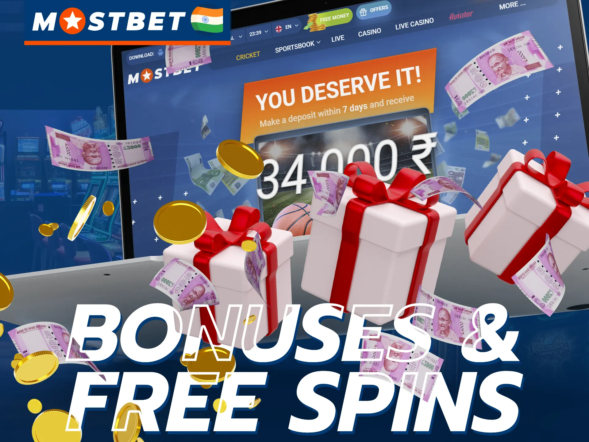 At Mostbet you can get many different bonuses that will give you an edge when playing slots.