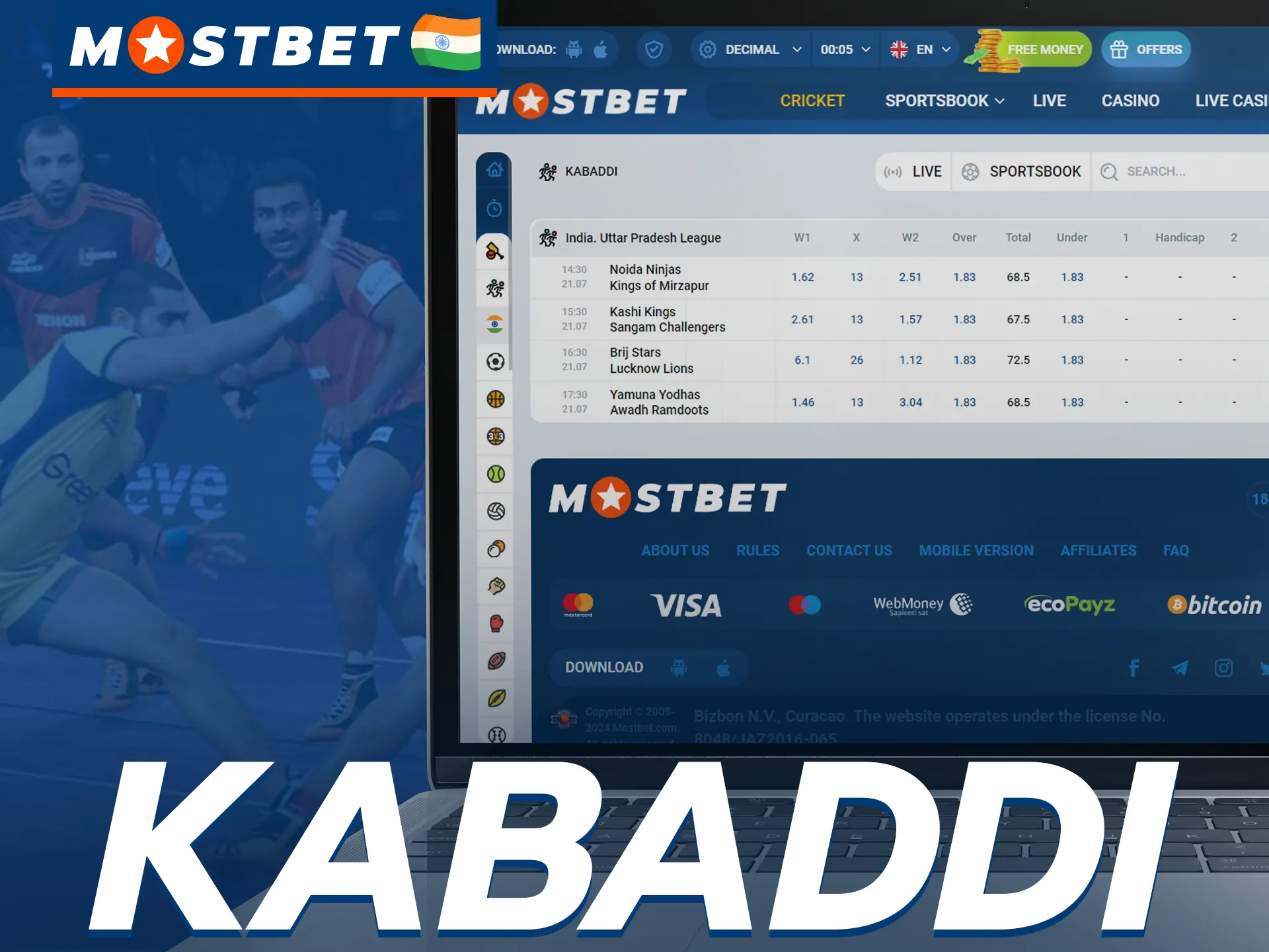 Try betting on Kabaddi at Mostbet.