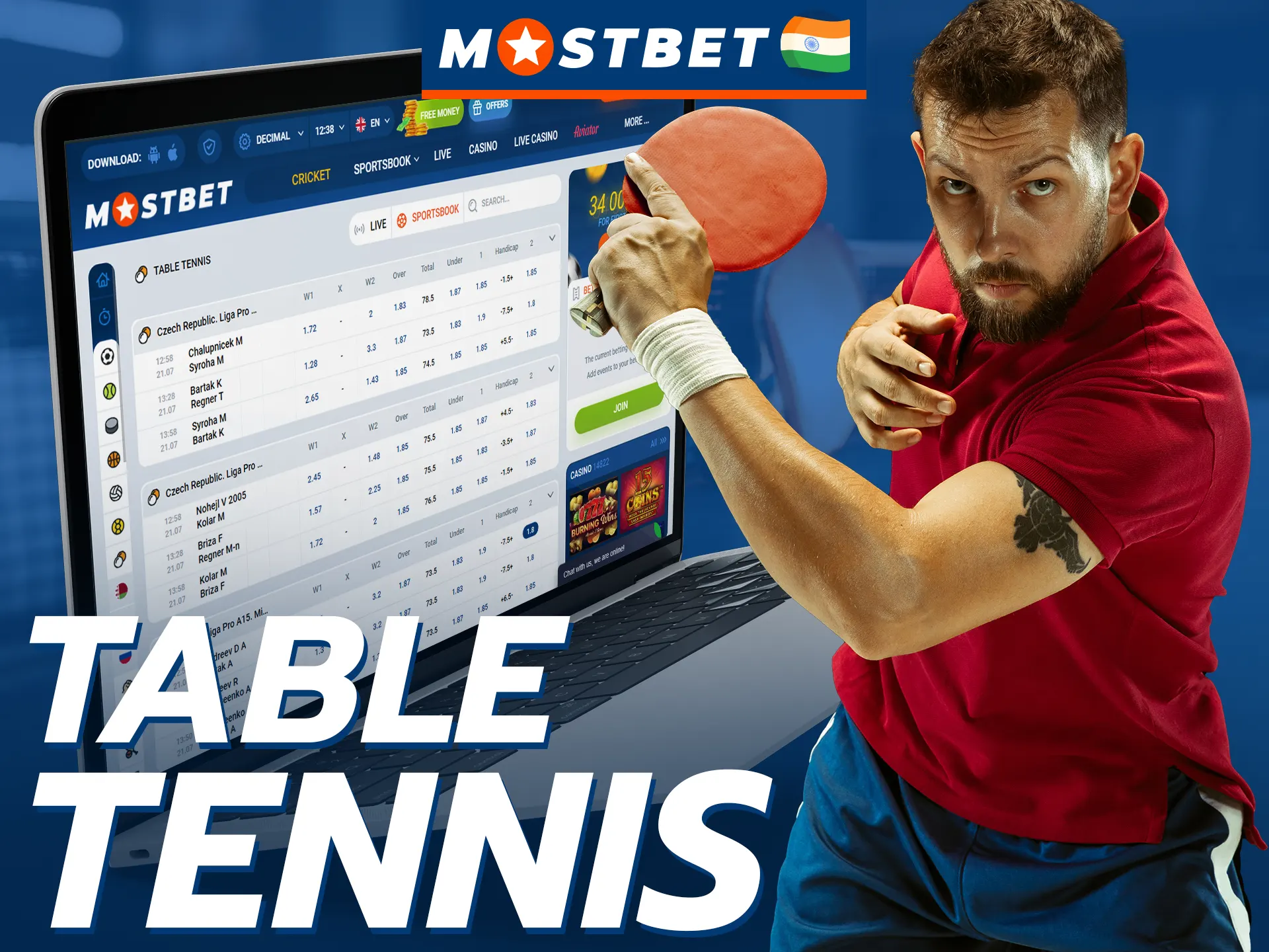 You can win big at Mostbet by betting on table tennis.