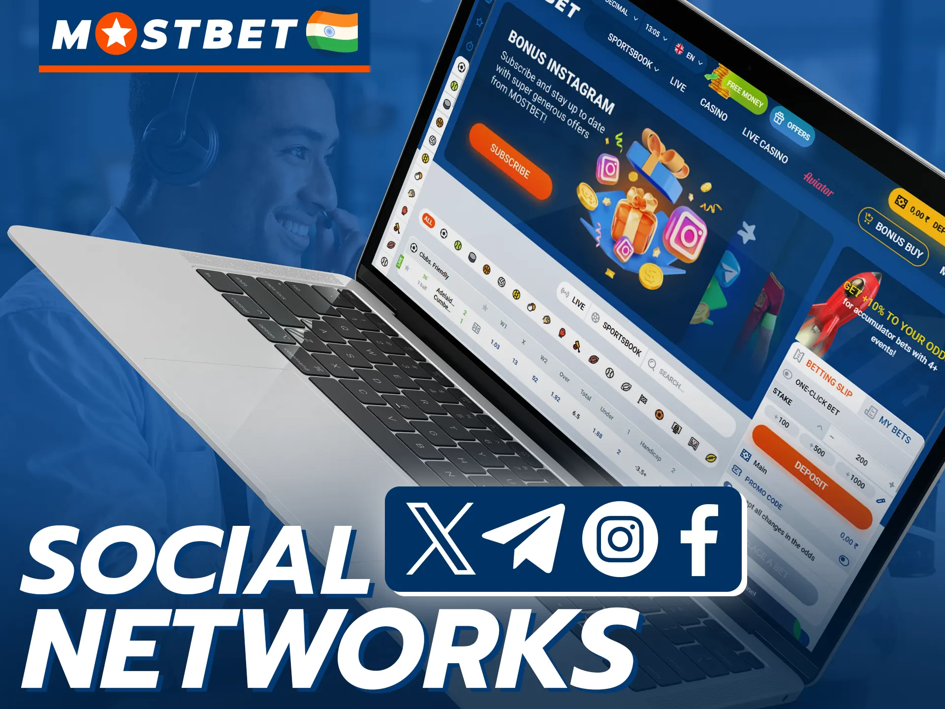 You can contact Mostbet support on any social network.