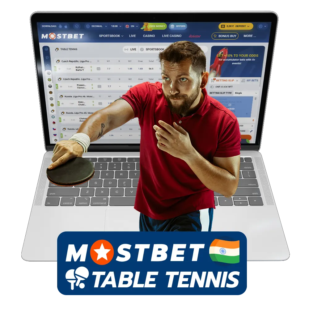 Mostbet offers high odds on table tennis bets, try it.