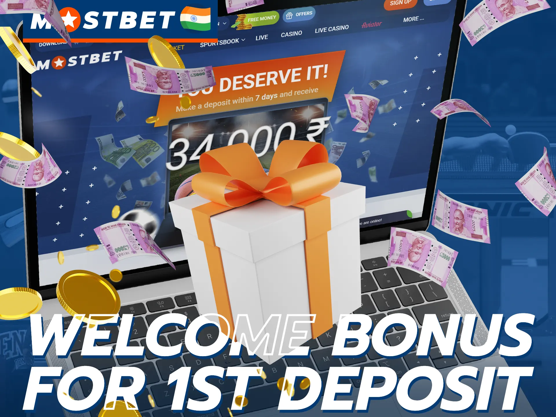 Make your first deposit for table tennis betting at Mostbet and increase your deposit with the welcome bonus.