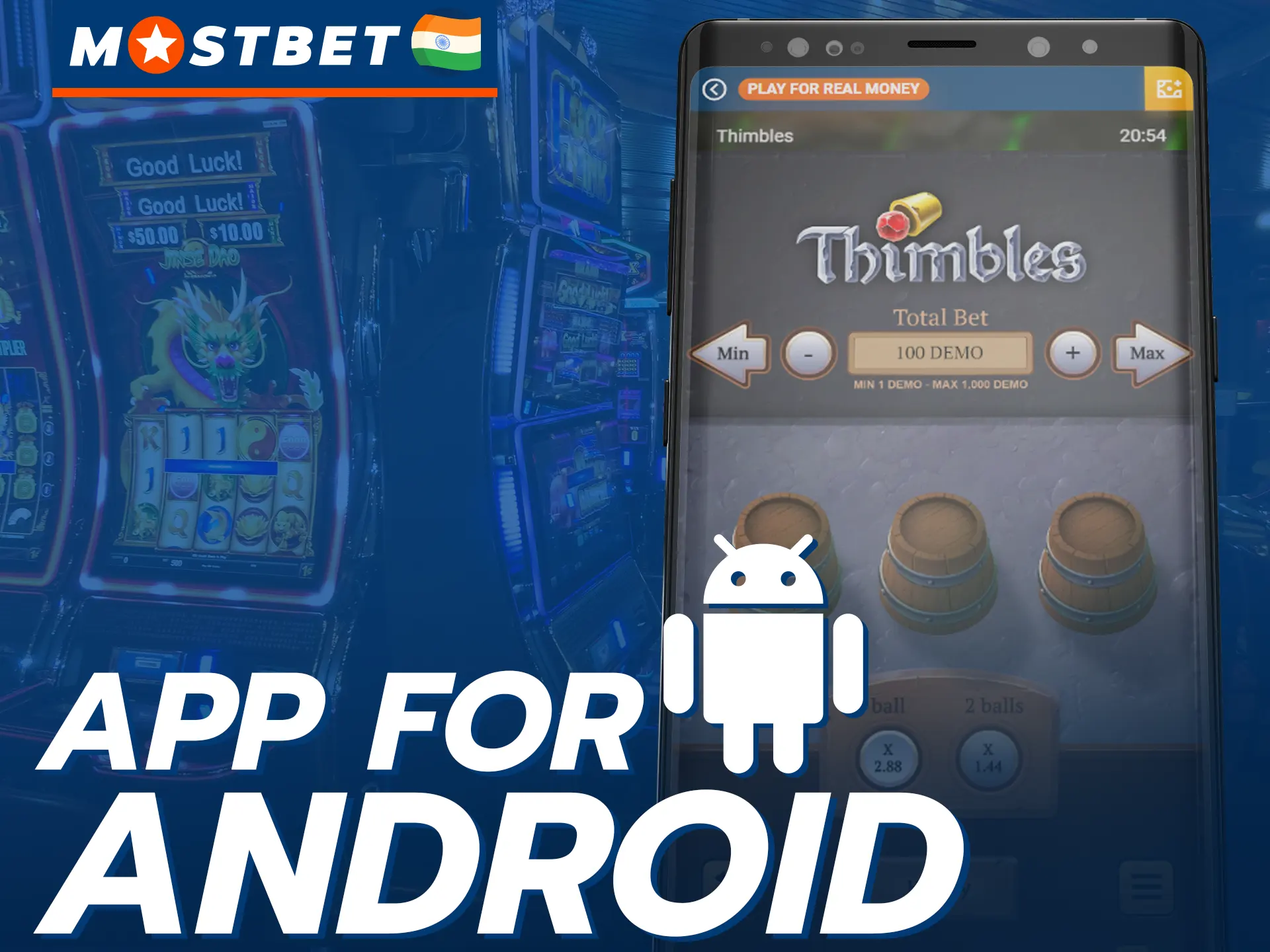 Download the official Mostbet mobile app on your Android device to play Thimbles.