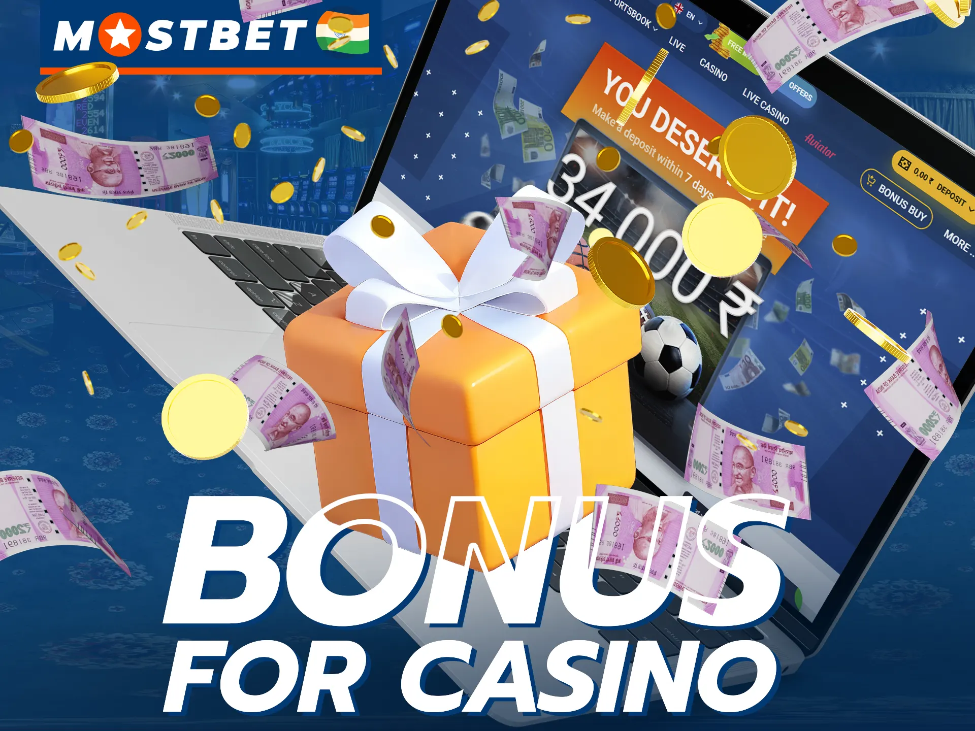 Mostbet gives you a first deposit bonus for casino games, which you can use when playing TV games.