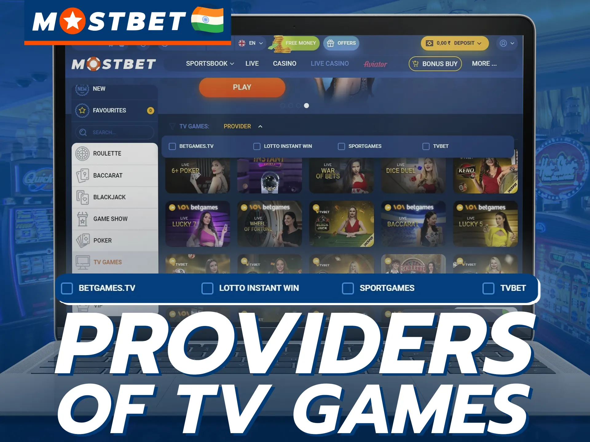 Mostbet cooperates with reliable TV game providers around the world.