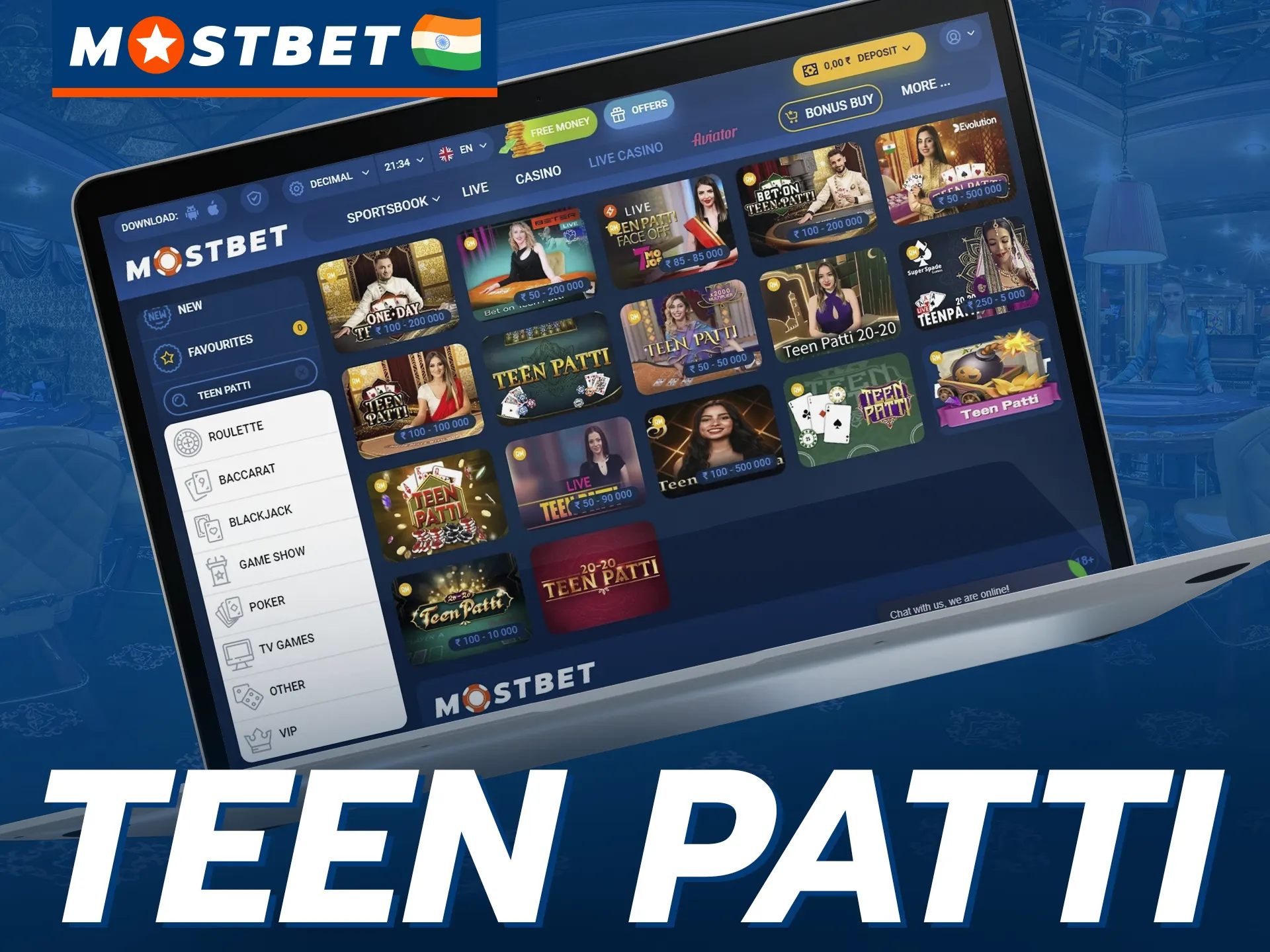 Mostbet brings the TV game Teen Patti to Indian users.